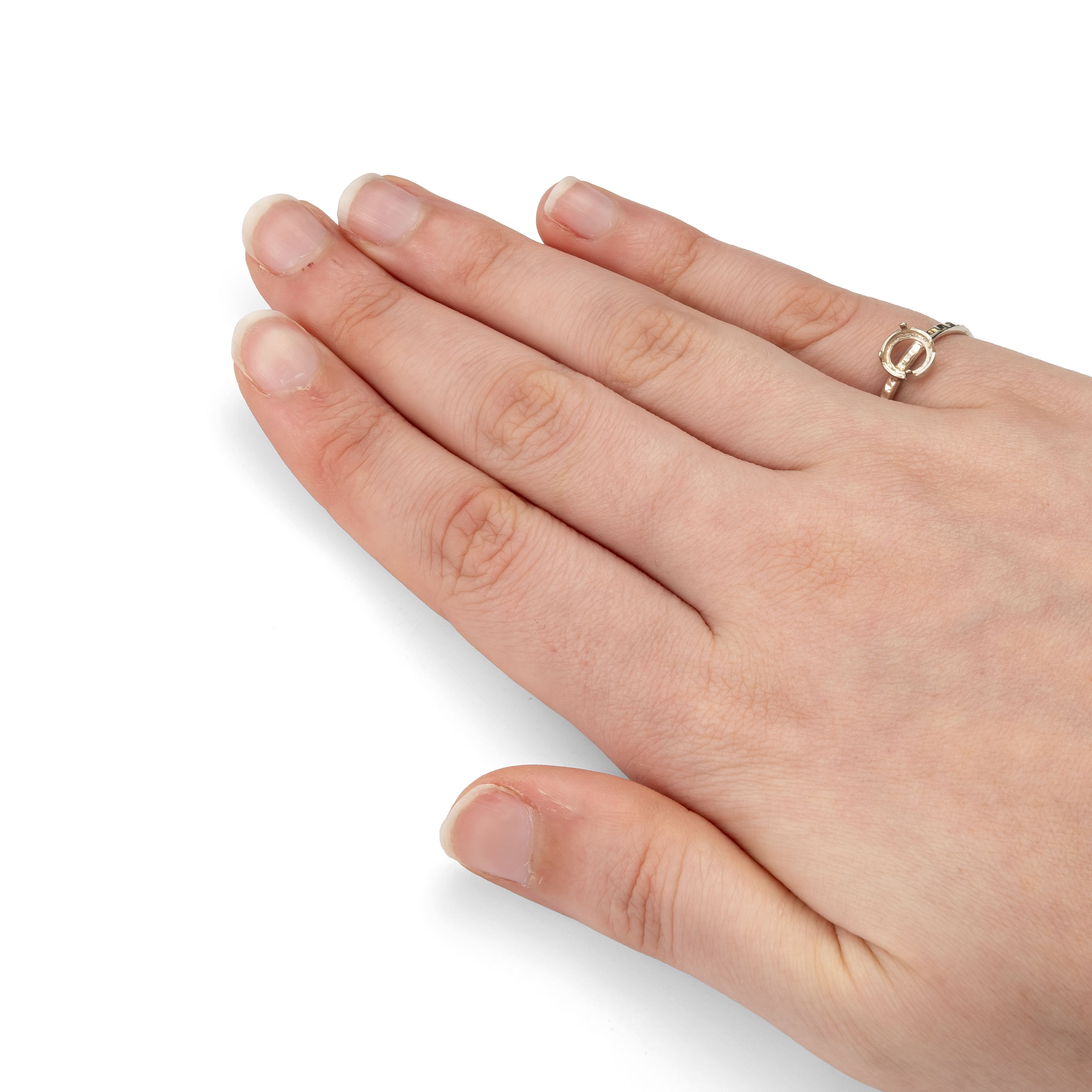 Sterling Silver Adjustable Textured Ring With Decorative Claw For 4mm Round Cabochon