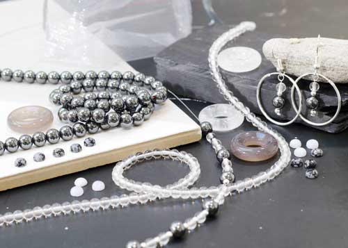 Lunar Jewellery Business Starter Kit collection with grey, blue and silver-toned gemstones