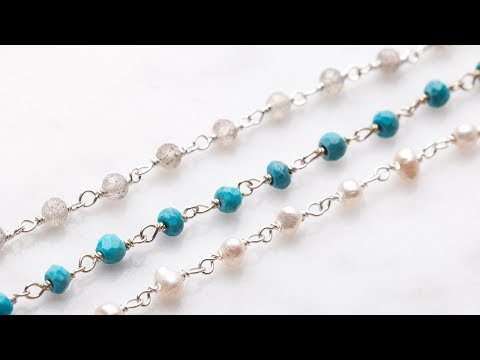 Pearl, Labradorite & Turquoise Rosary Chain | Kernowcraft