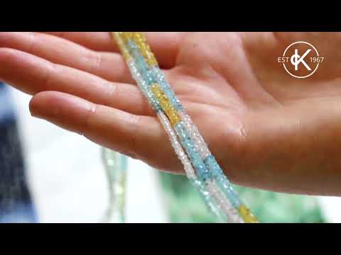 Multicoloured Aquamarine Faceted Rondelle Beads | Kernowcraft