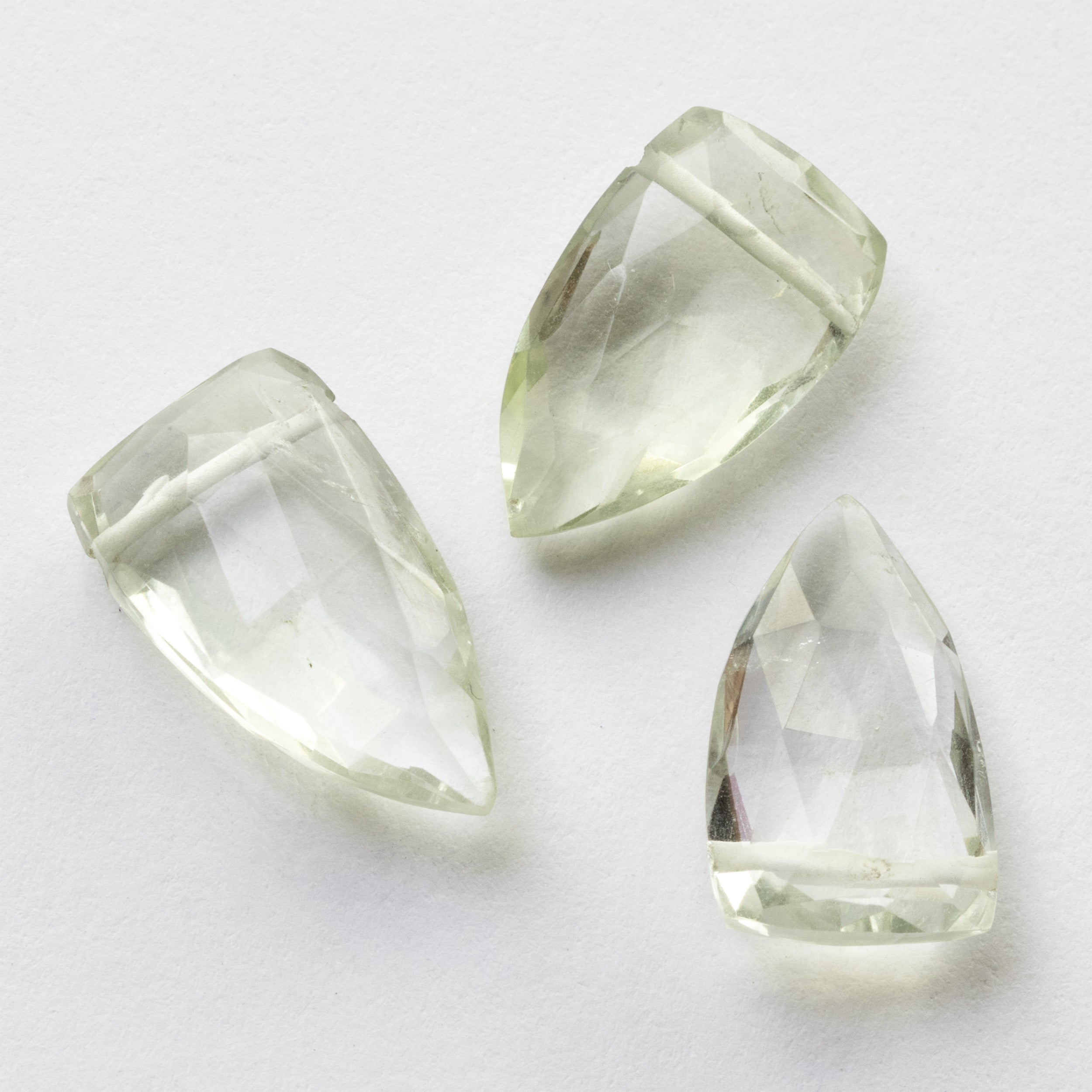Green Amethyst Faceted Shield Shaped Beads Approx 15x8.5mm