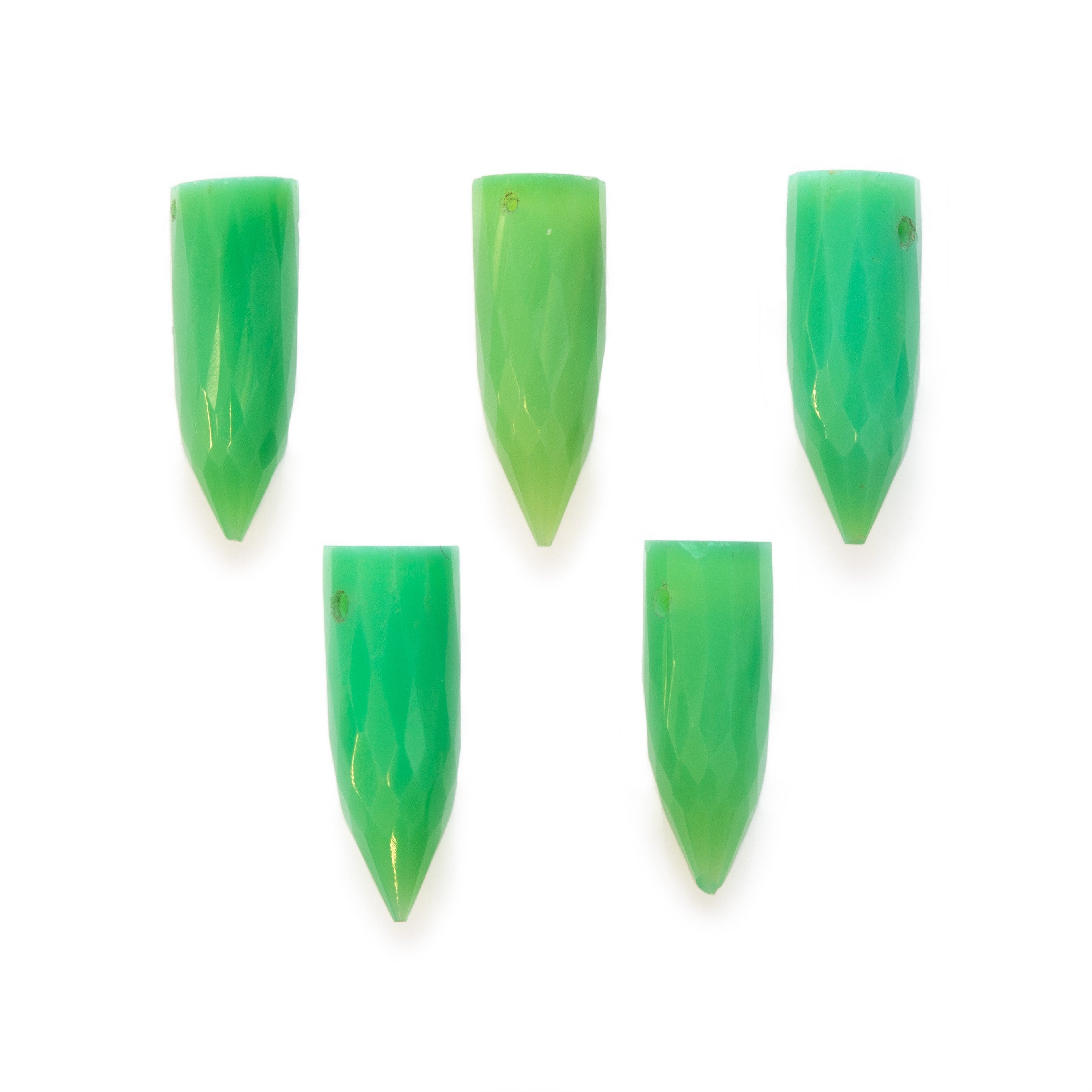 Chrysoprase Faceted Bullet Shaped Beads Approx 15.5x5.5mm