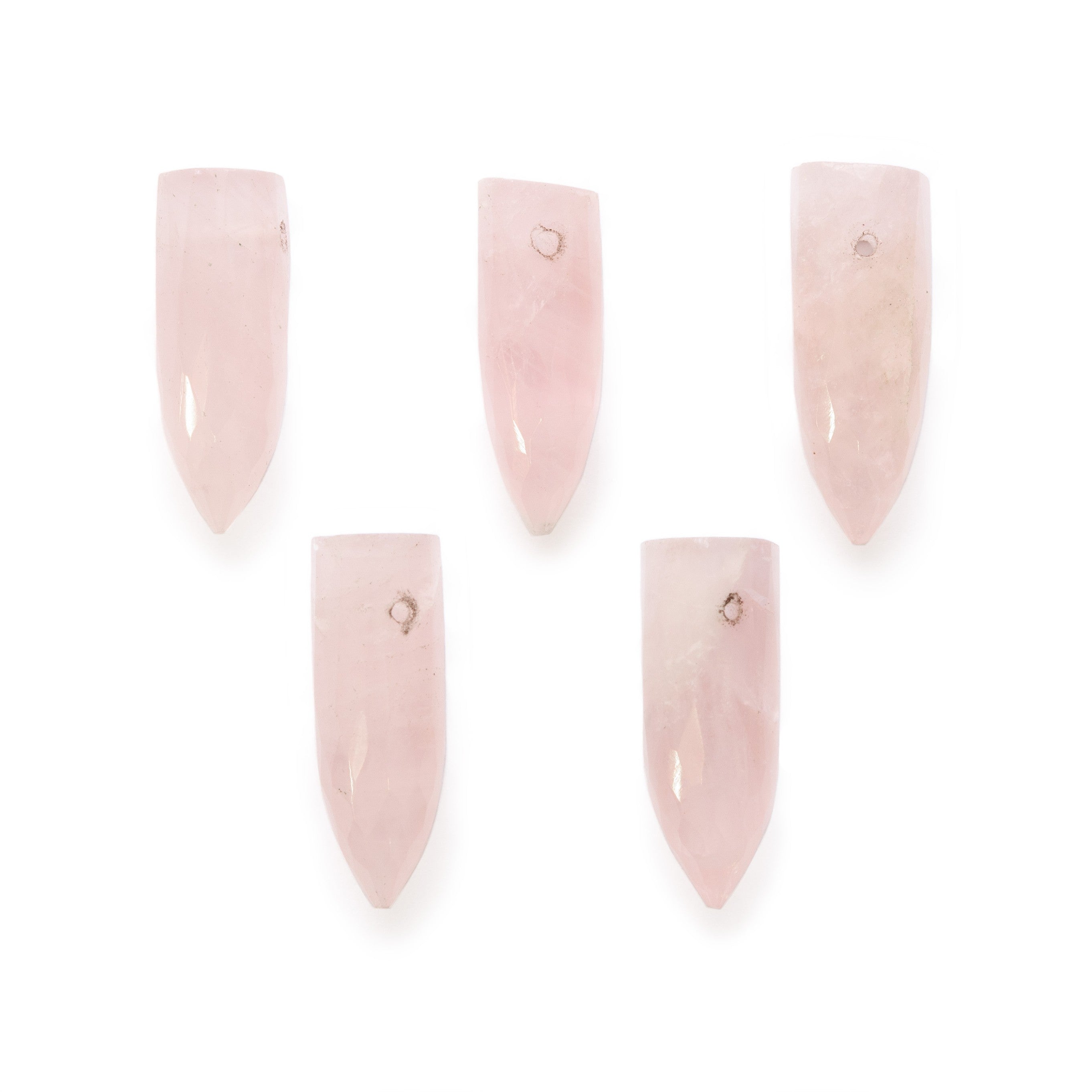 Rose Quartz Faceted Bullet Shaped Beads Approx 15.5x5.5mm