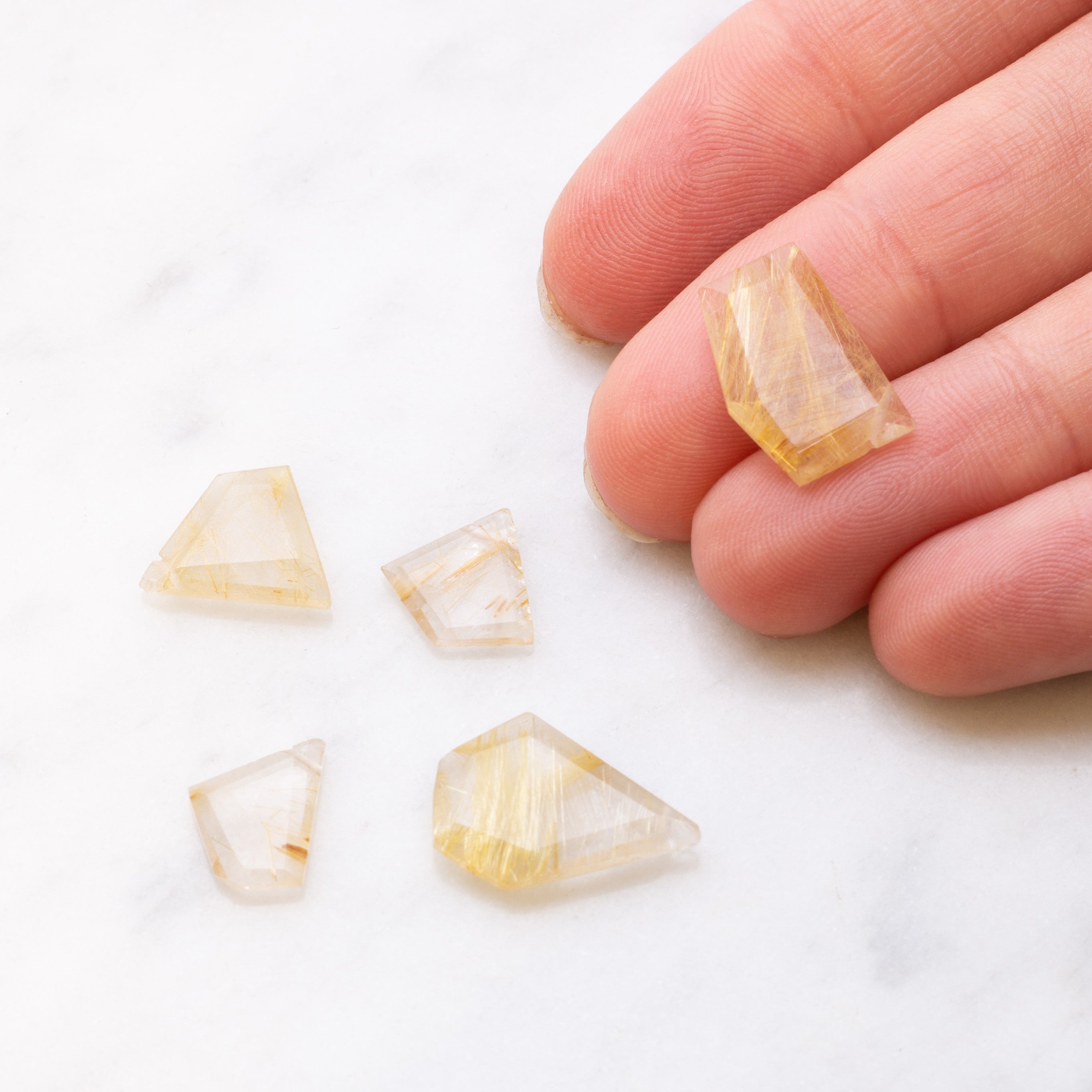 Golden Rutile Quartz Freeform Slice Beads Approx 8mm