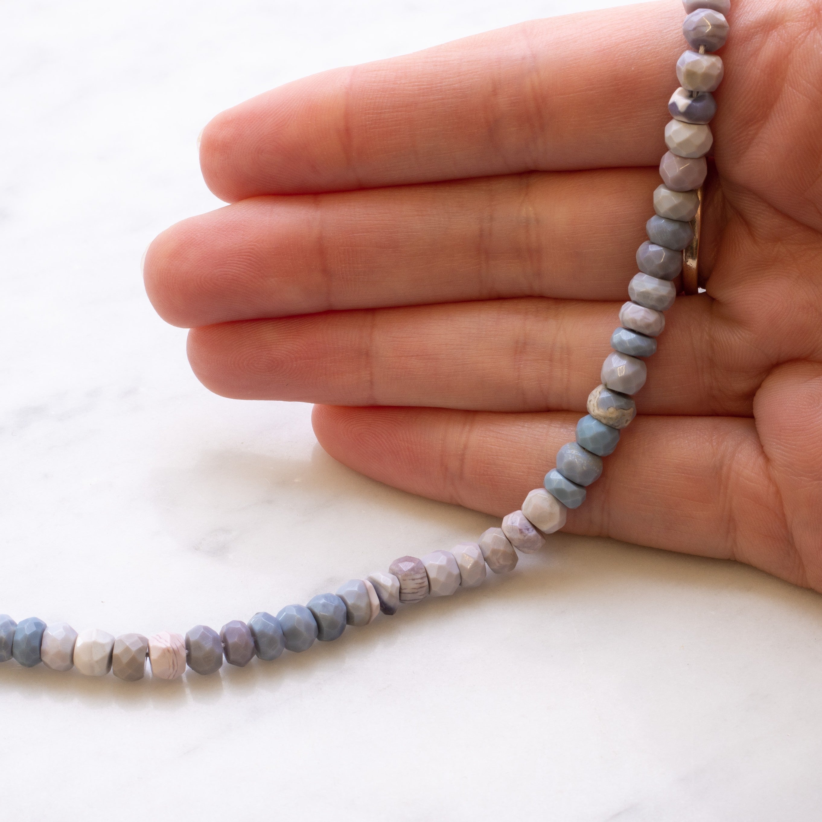 Lavender Opal Faceted Rondelle Beads