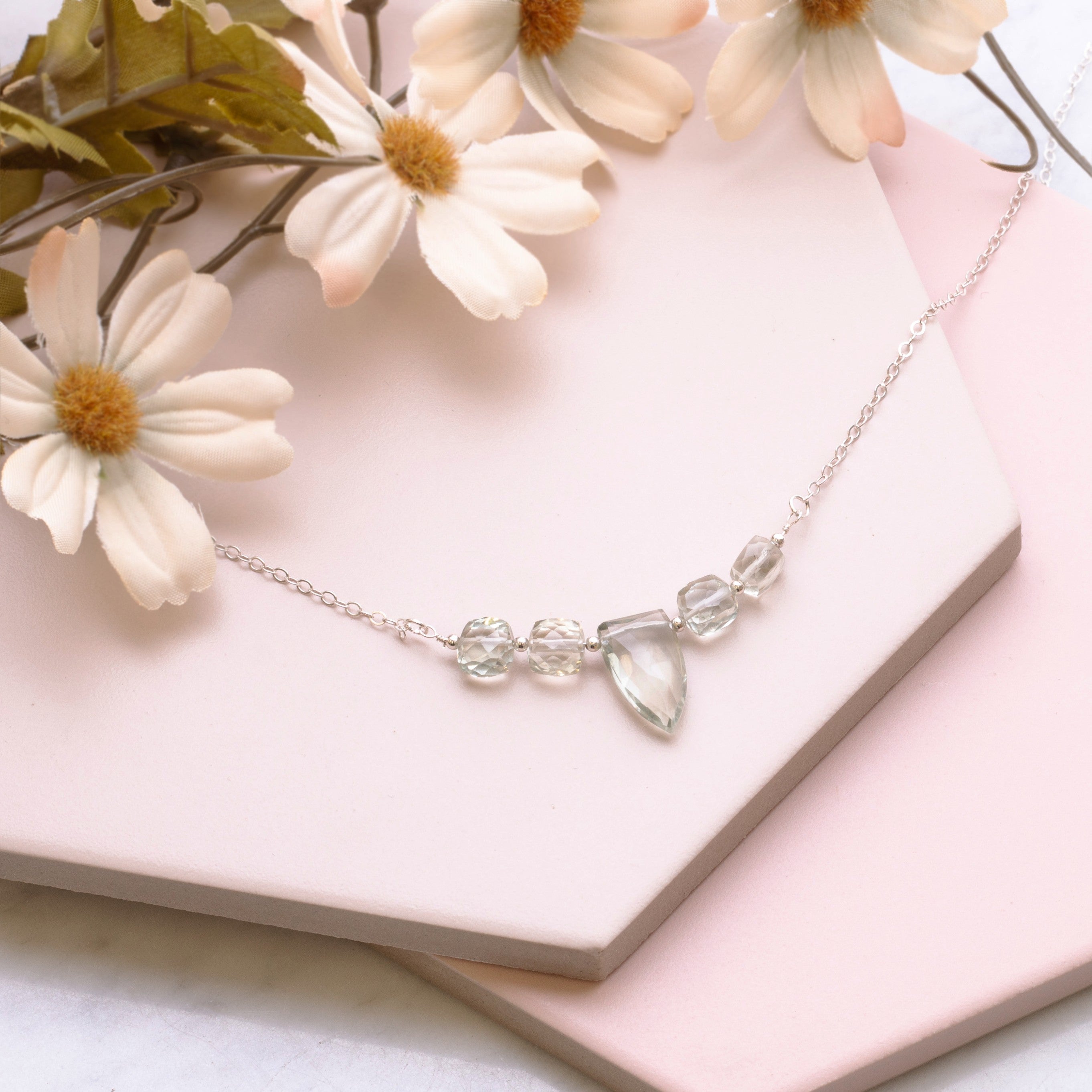 Green Amethyst Faceted Shield Shaped Beads Approx 15x8.5mm