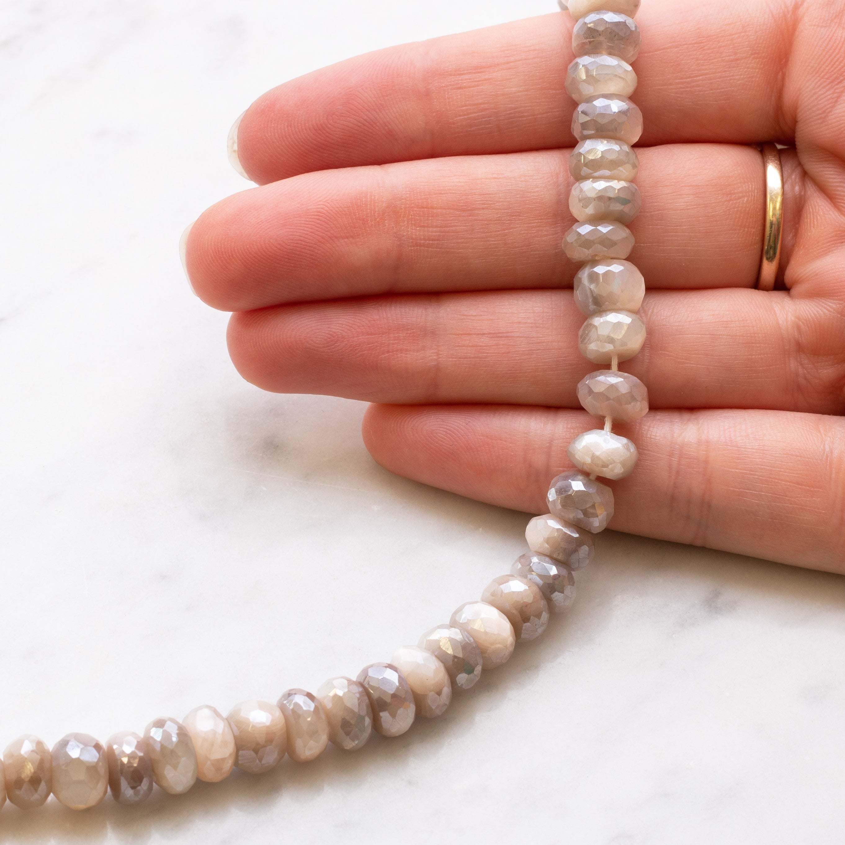 Mystic Coated Silver Moonstone Faceted Rondelle Beads Approx 8mm