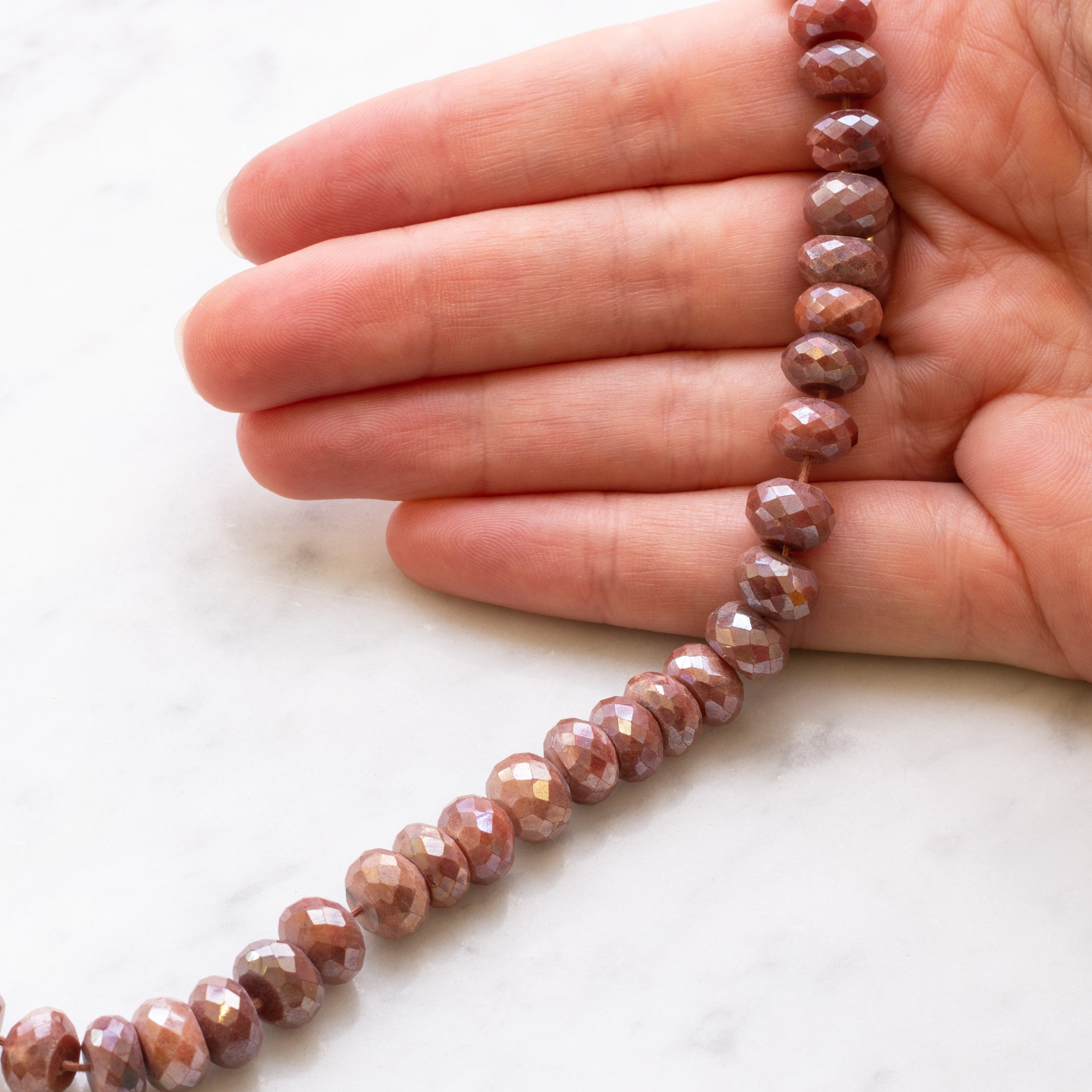 Mystic Coated Bronze Moonstone Faceted Rondelle Beads Approx 8mm