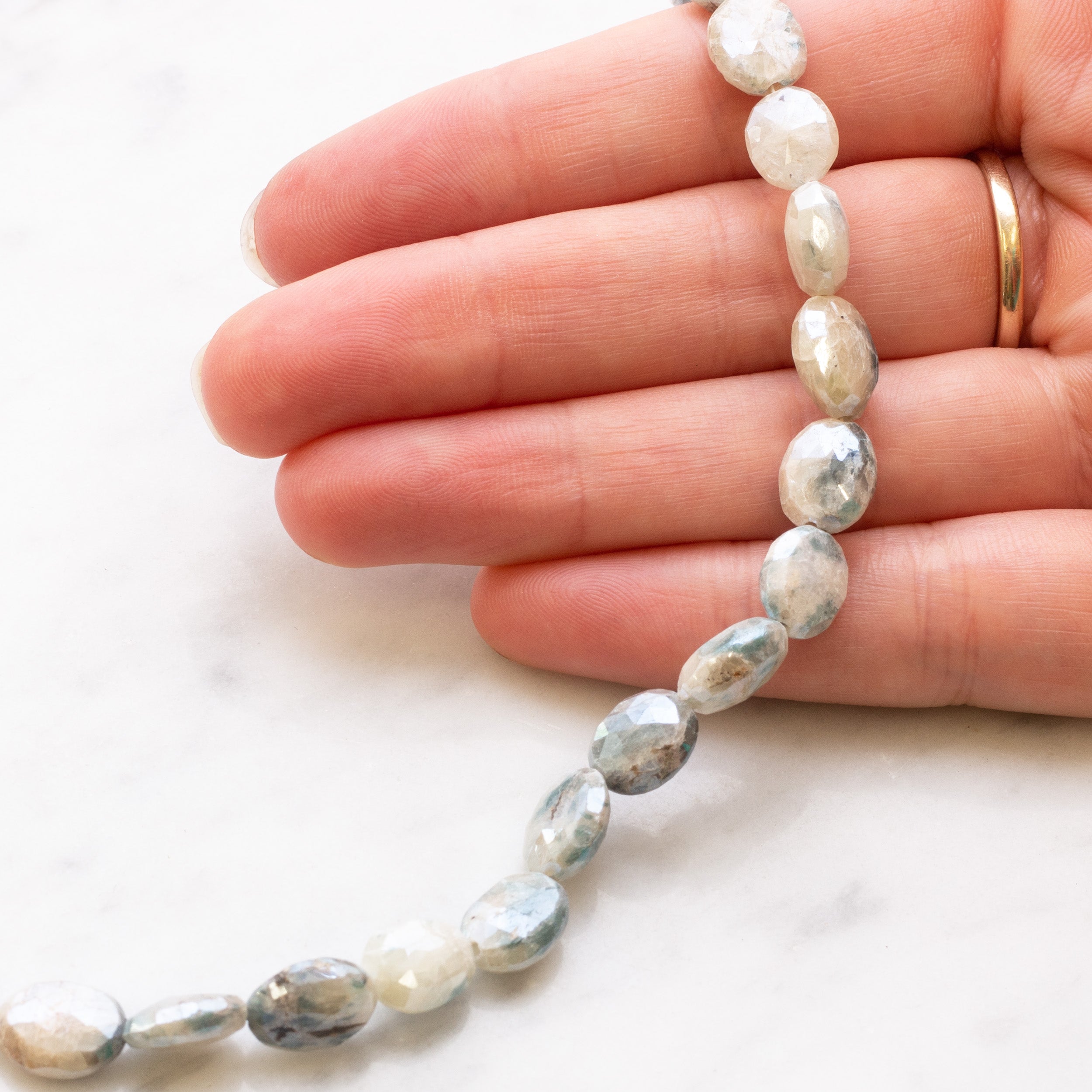 Mystic Coated Faceted Quartz Oval Beads Approx 9mm