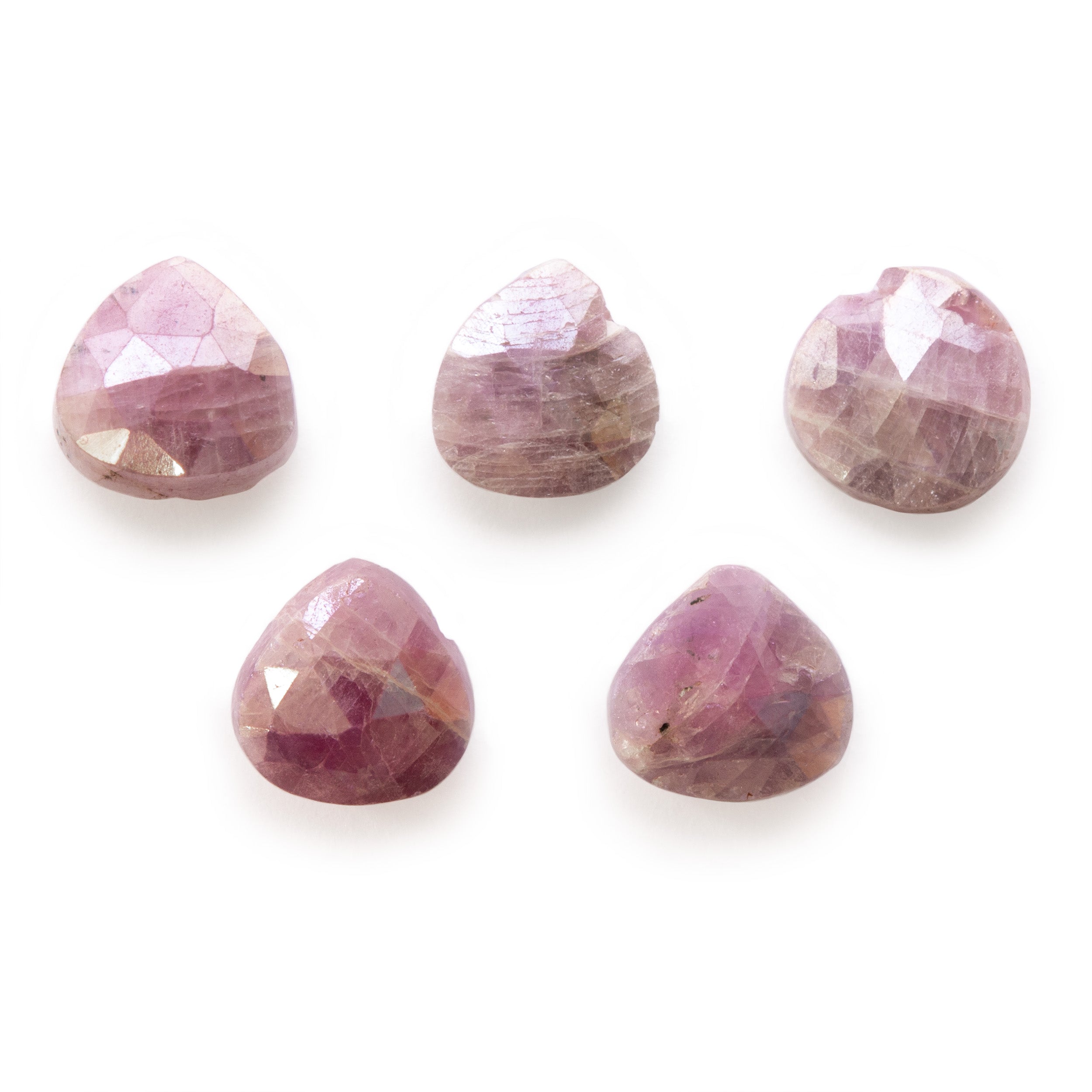 Mystic Coated Faceted Ruby Heart Shaped Briolette Beads Approx 6x5mm