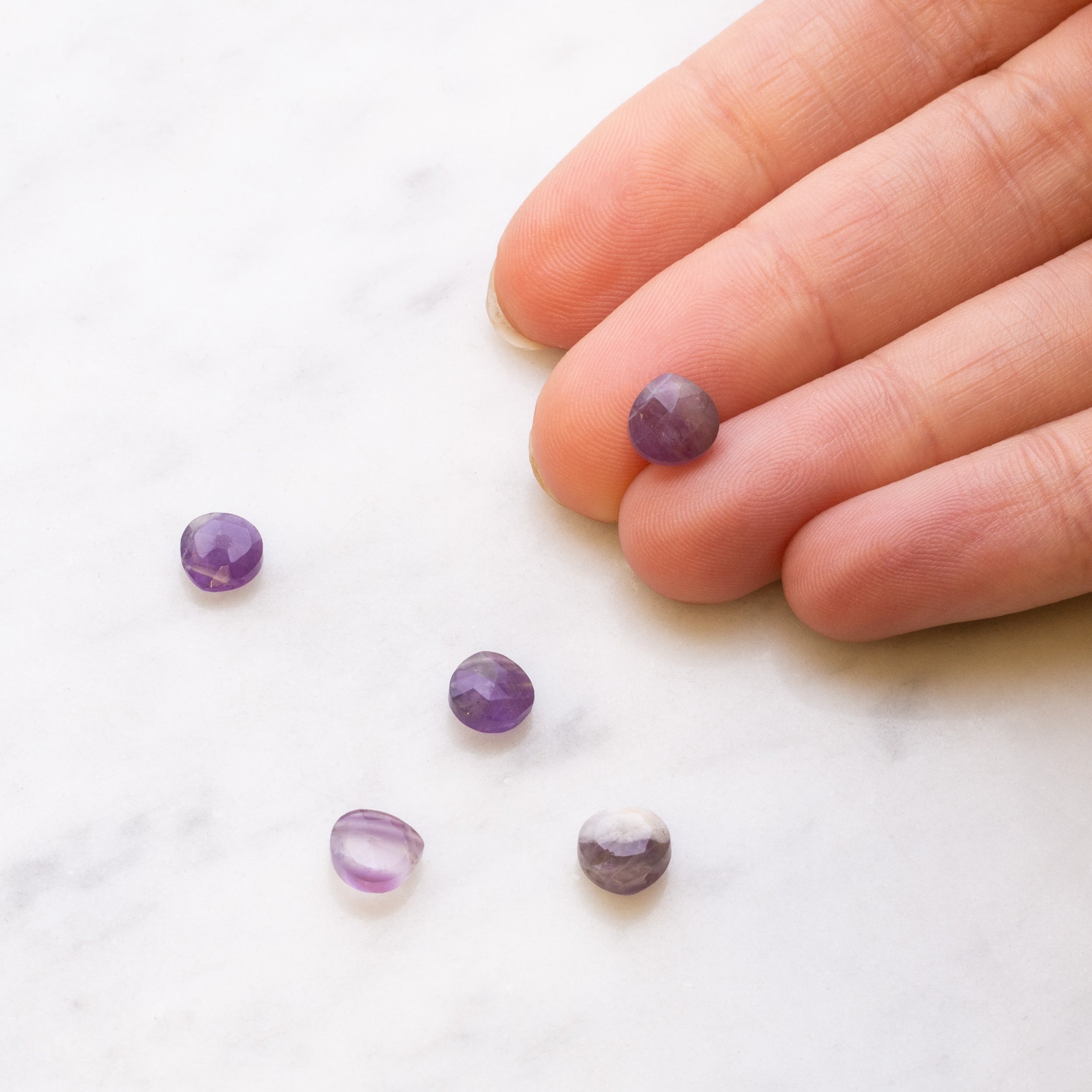 Chevron Amethyst Faceted Heart Shaped Briolette Beads Approx 7mm