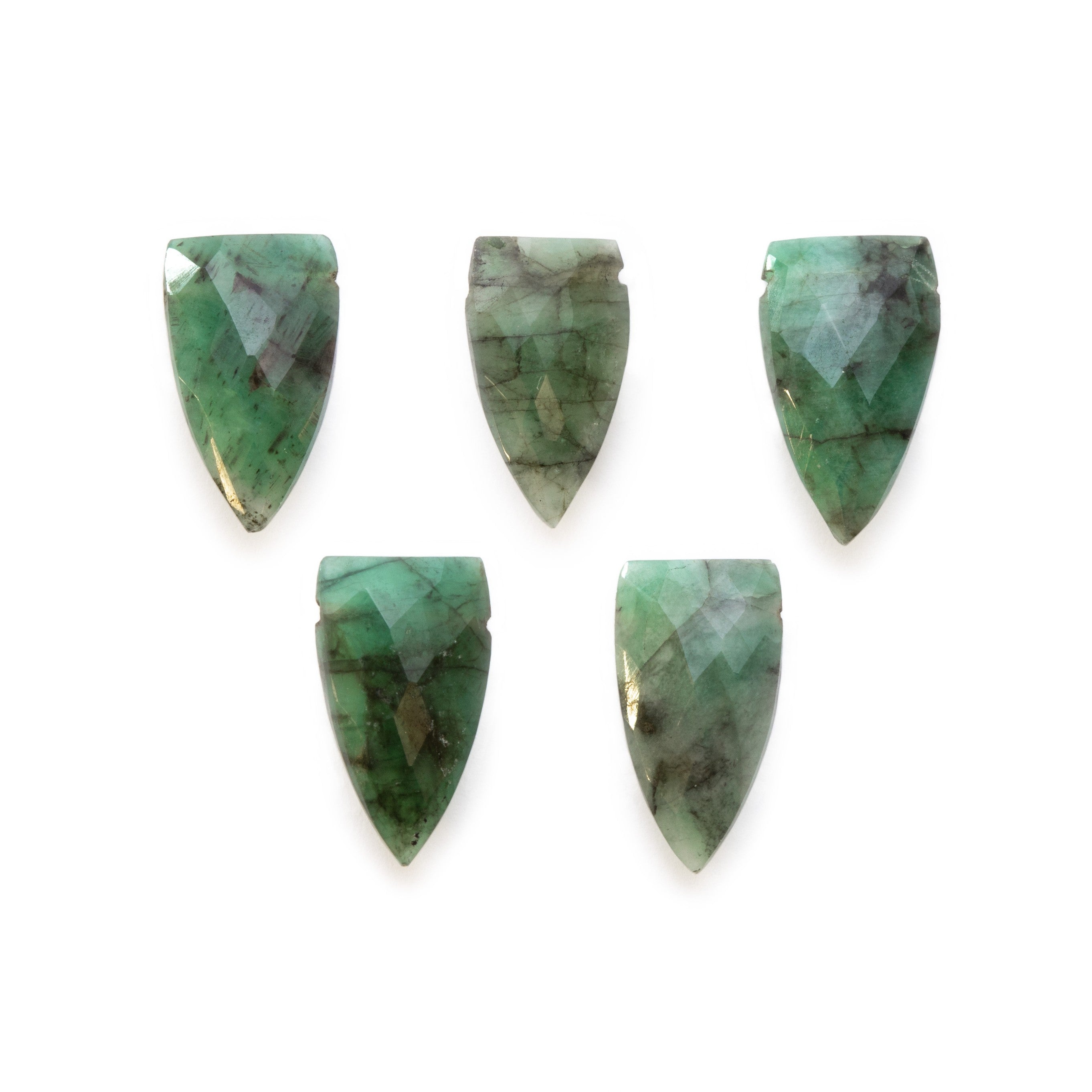 Emerald Faceted Shield Shaped Beads Approx 14.5mmx8.5mm