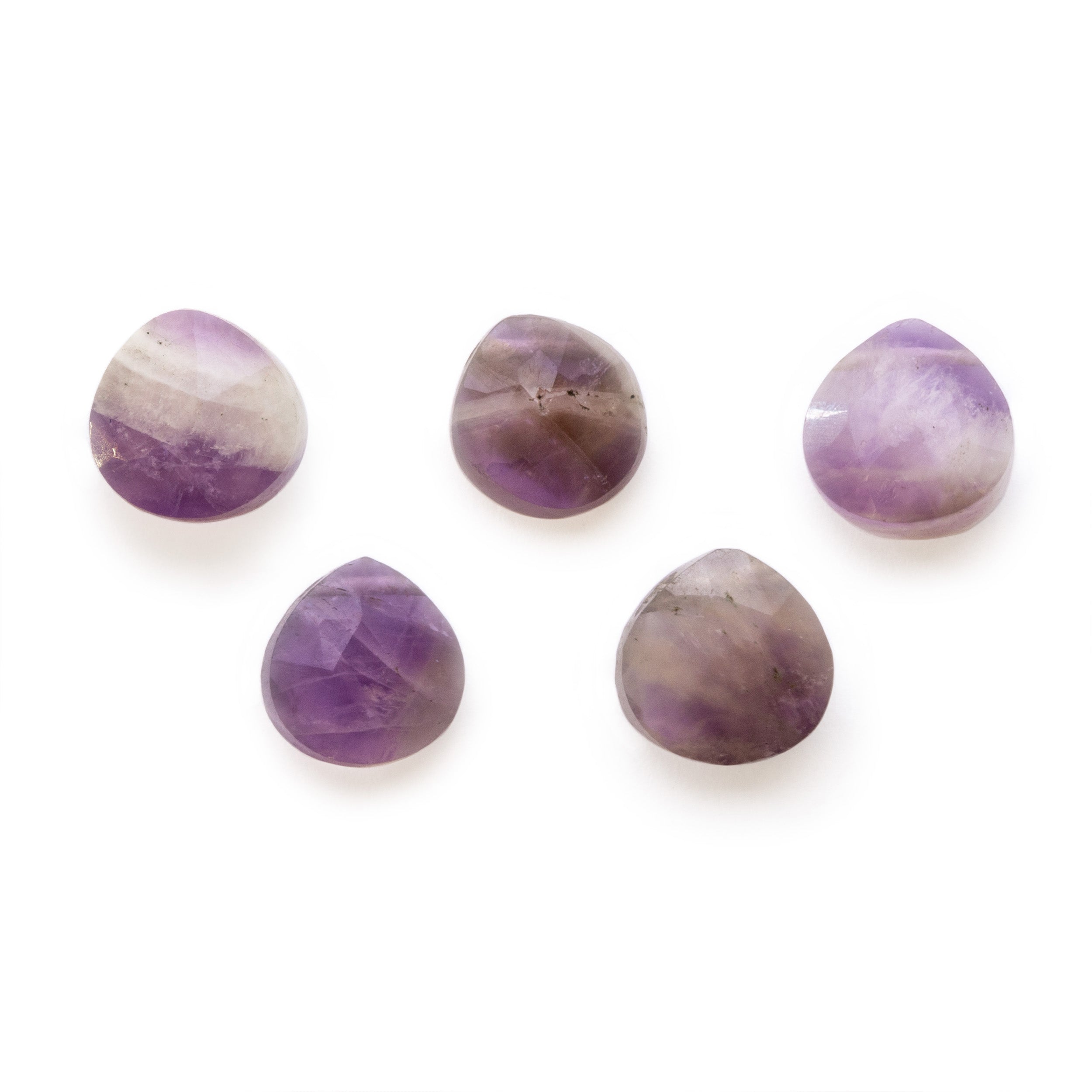 Chevron Amethyst Faceted Heart Shaped Briolette Beads Approx 7mm
