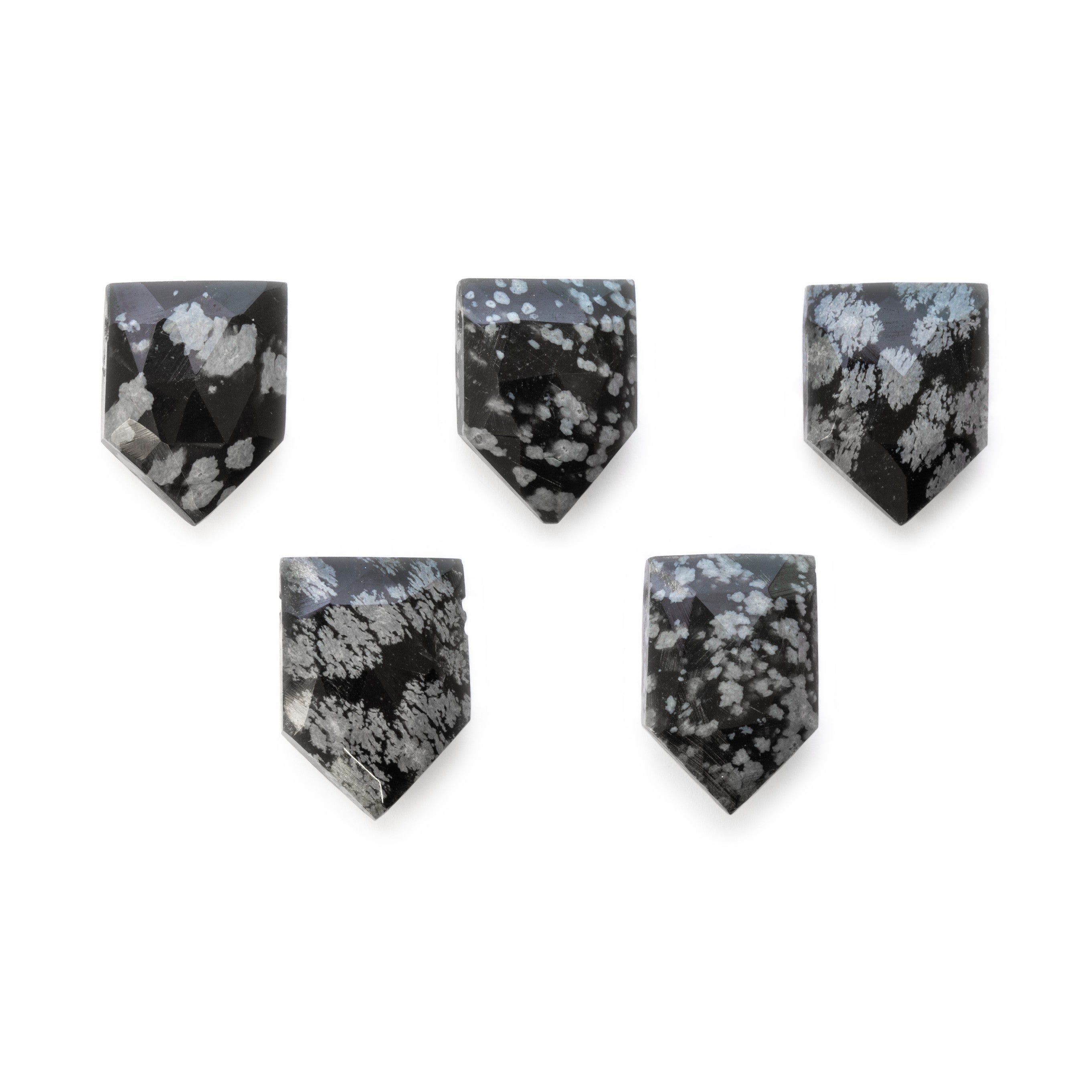 Snowflake Obsidian Faceted Shield Shaped Beads Approx 9mm