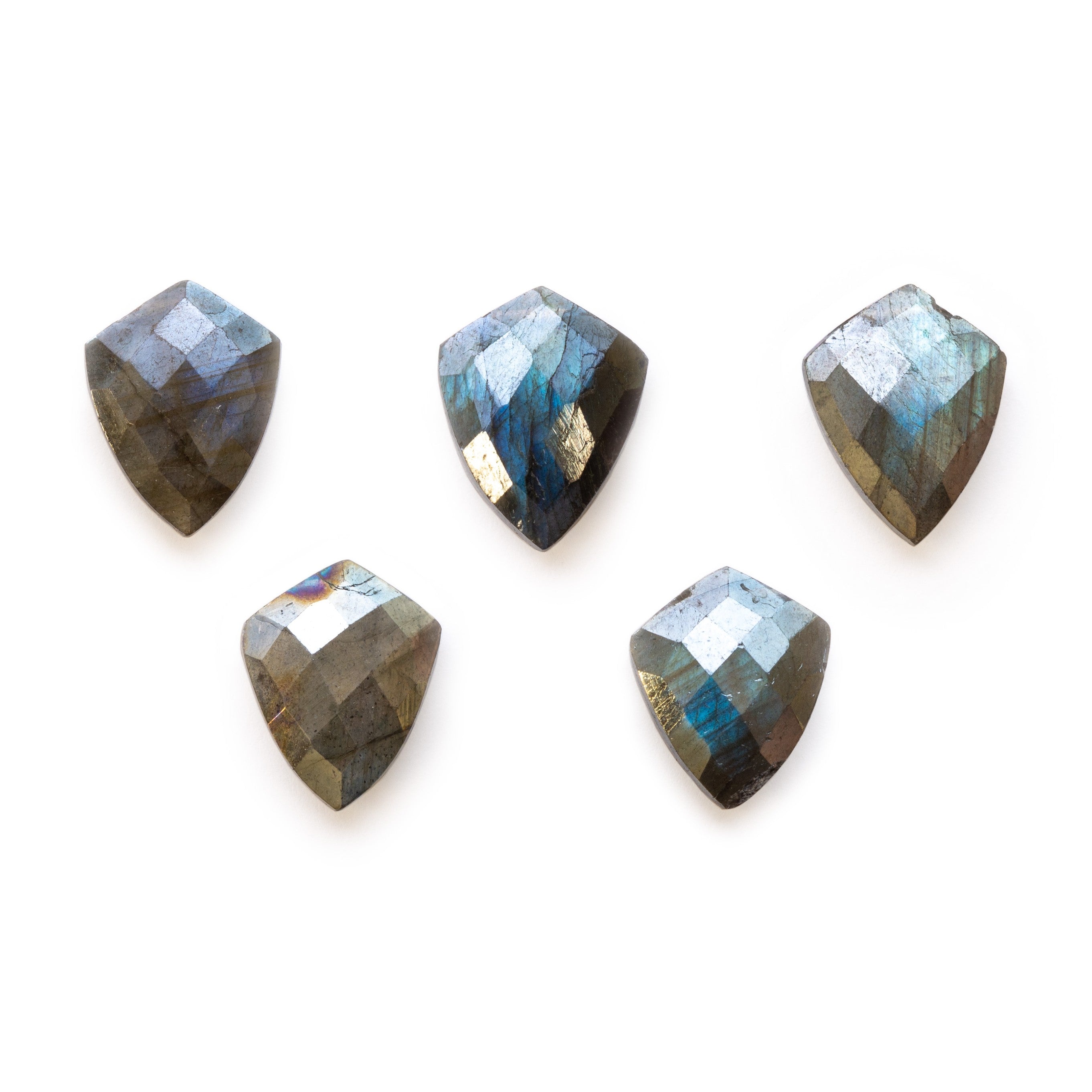Mystic Coated Labradorite Faceted Shield Shaped Beads Approx 9mm