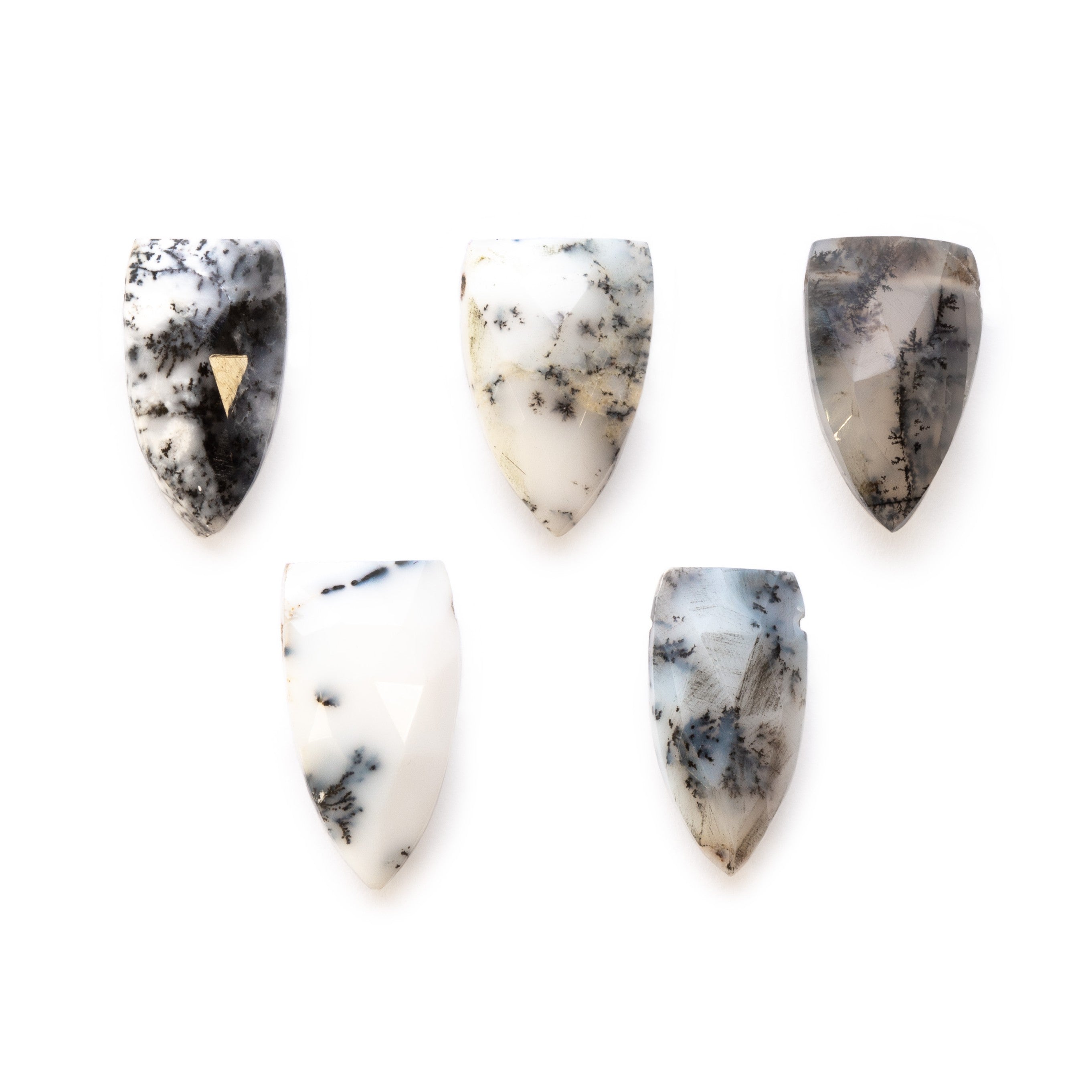 Dendrite Opal Faceted Shield Shaped Beads Approx 7.5mm