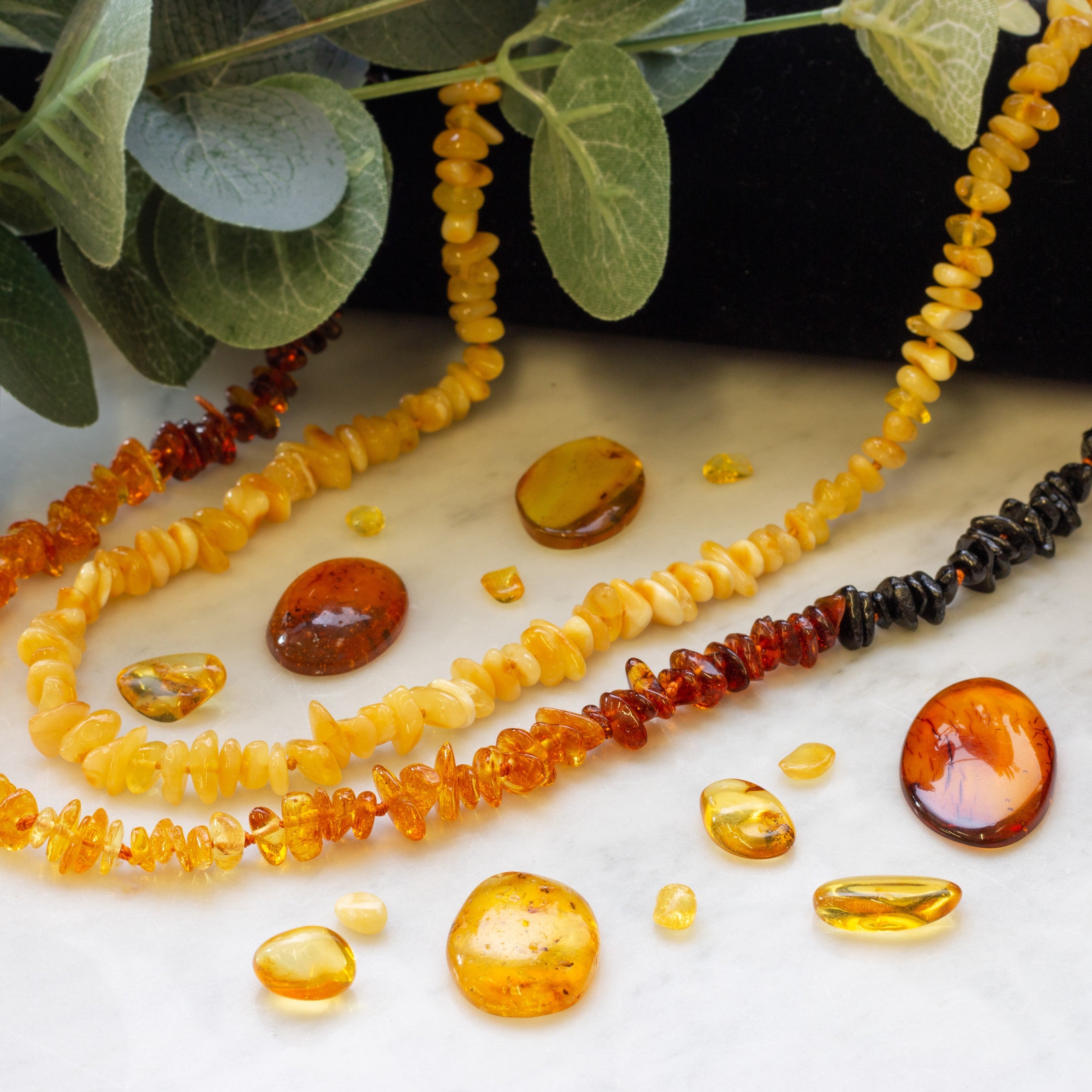 Ready To Wear Natural Baltic Amber Chip Bead Necklaces Ombre
