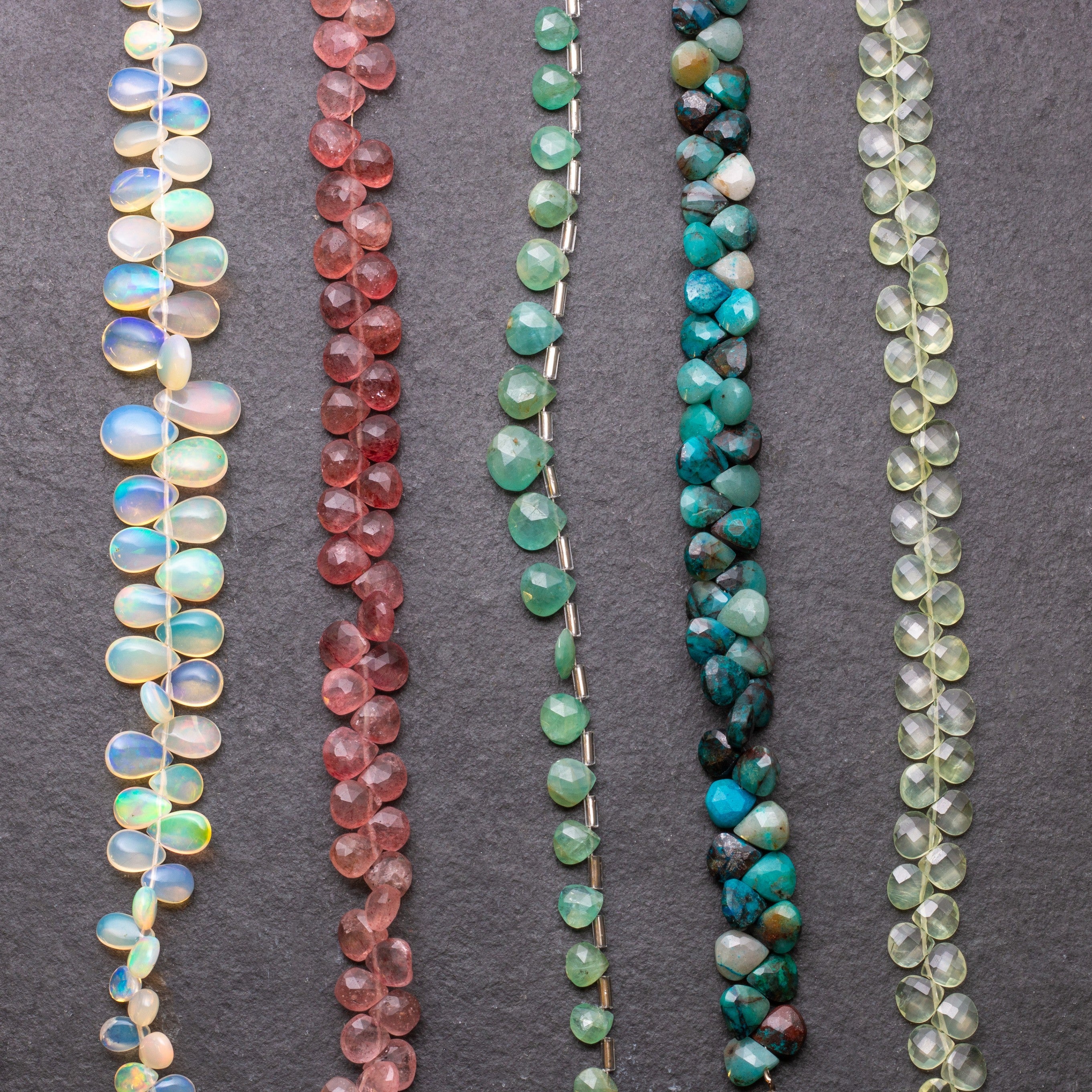 Prehnite Faceted Heart Briolette Beads Approx 6-7mm pk10 Beads