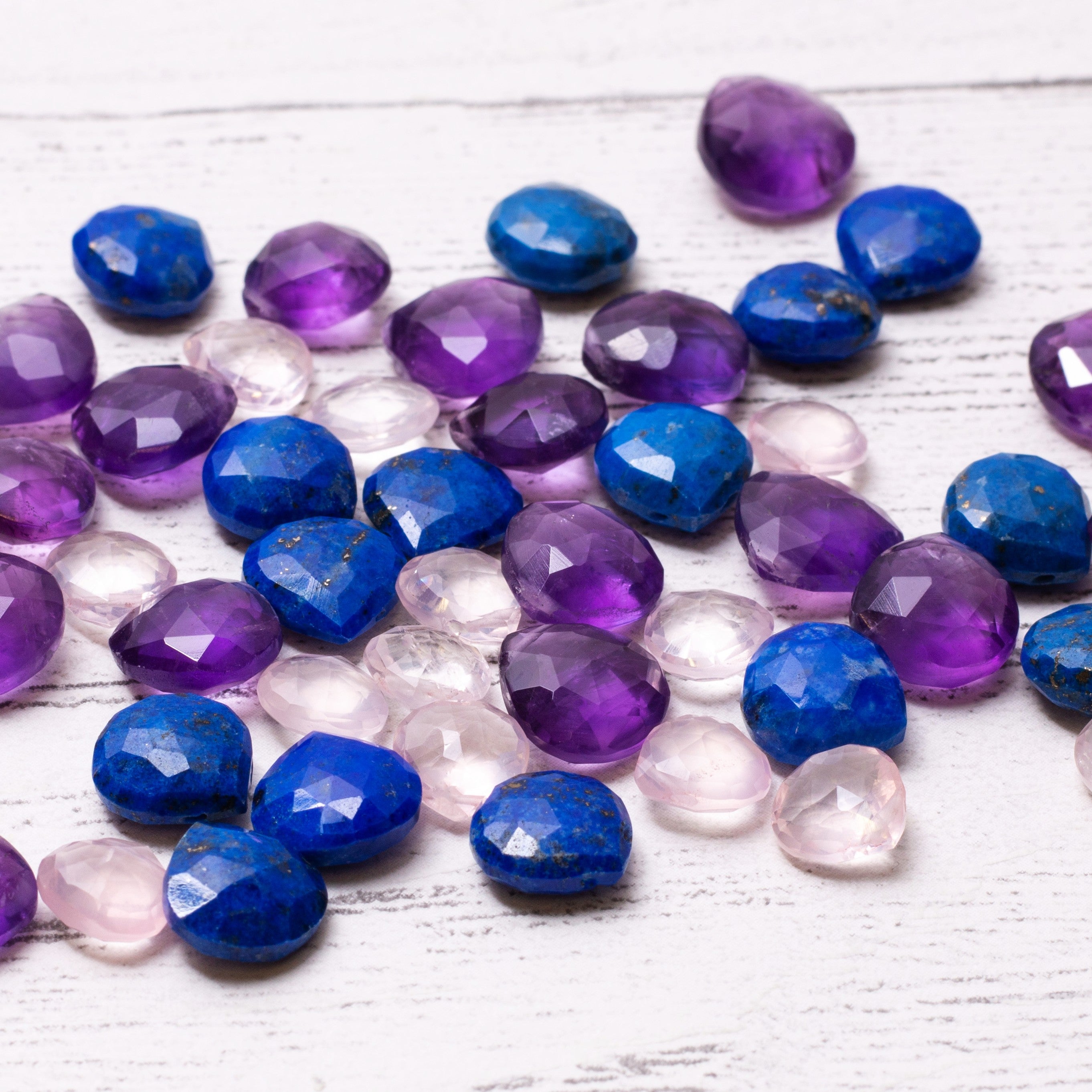 Lapis Lazuli Faceted Heart Briolette Beads Approx 8mm