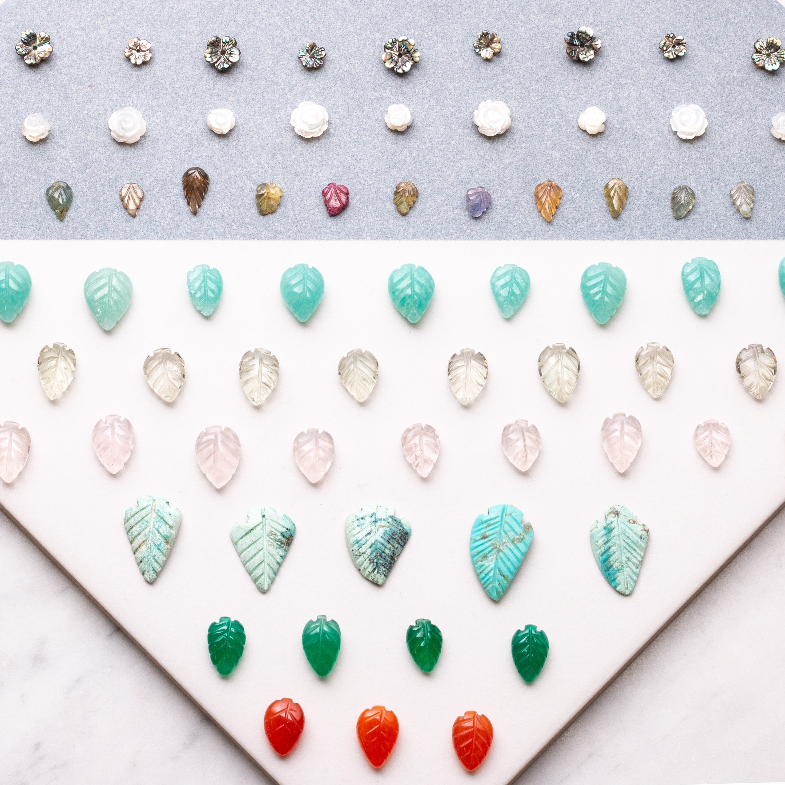 Mother Of Pearl Rose Shaped Half Drilled Beads