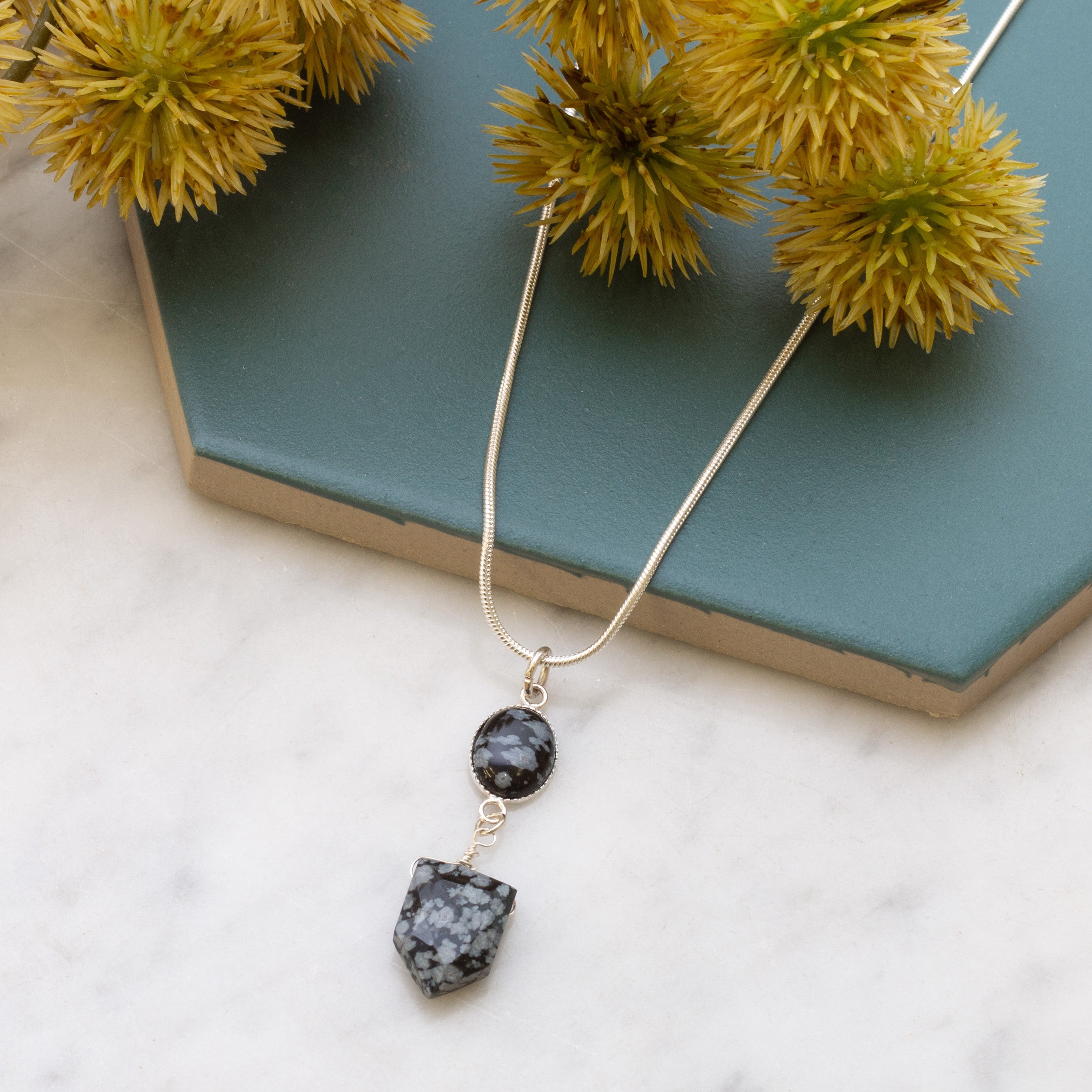Snowflake Obsidian Faceted Shield Shaped Beads Approx 9mm