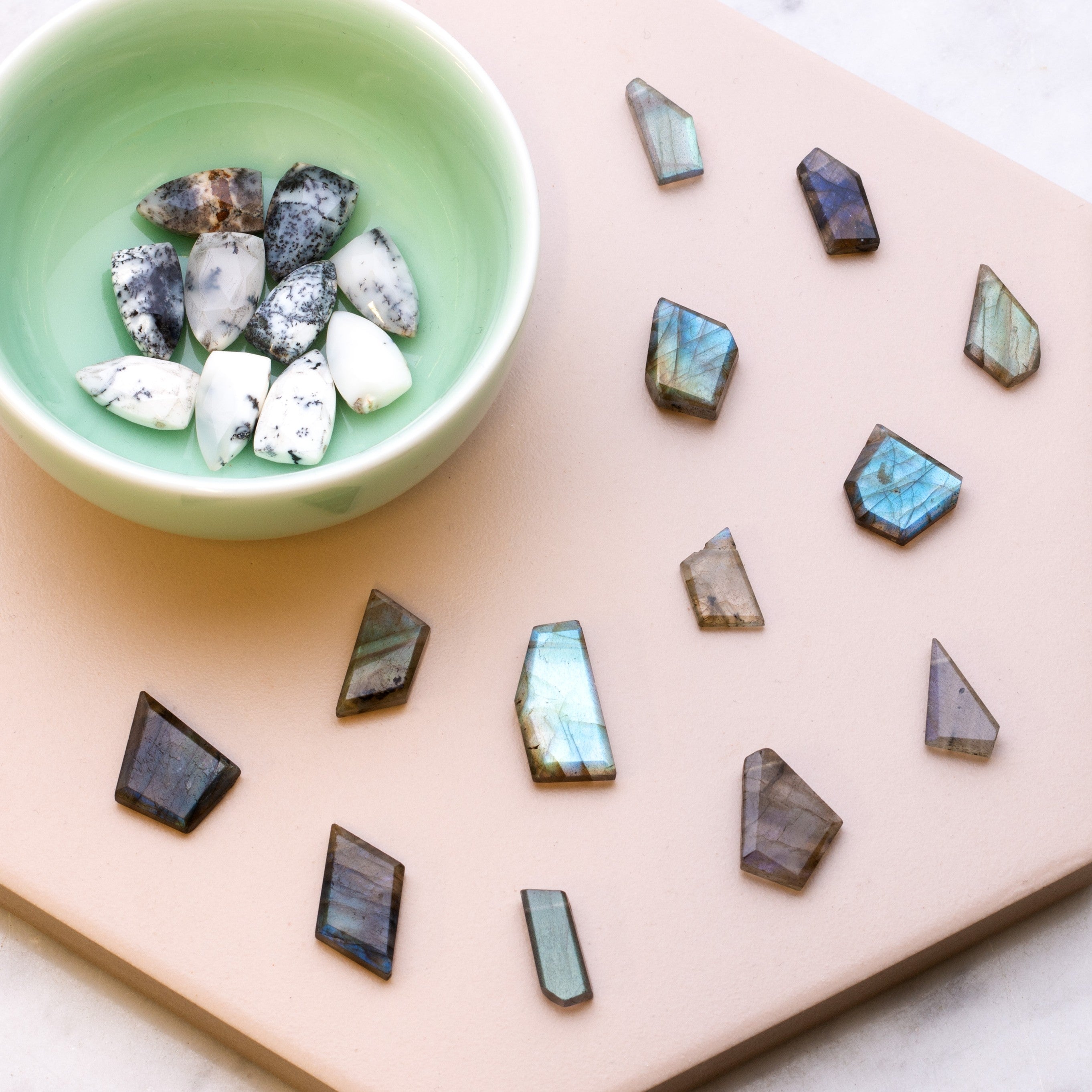 Dendrite Opal Faceted Shield Shaped Beads Approx 7.5mm