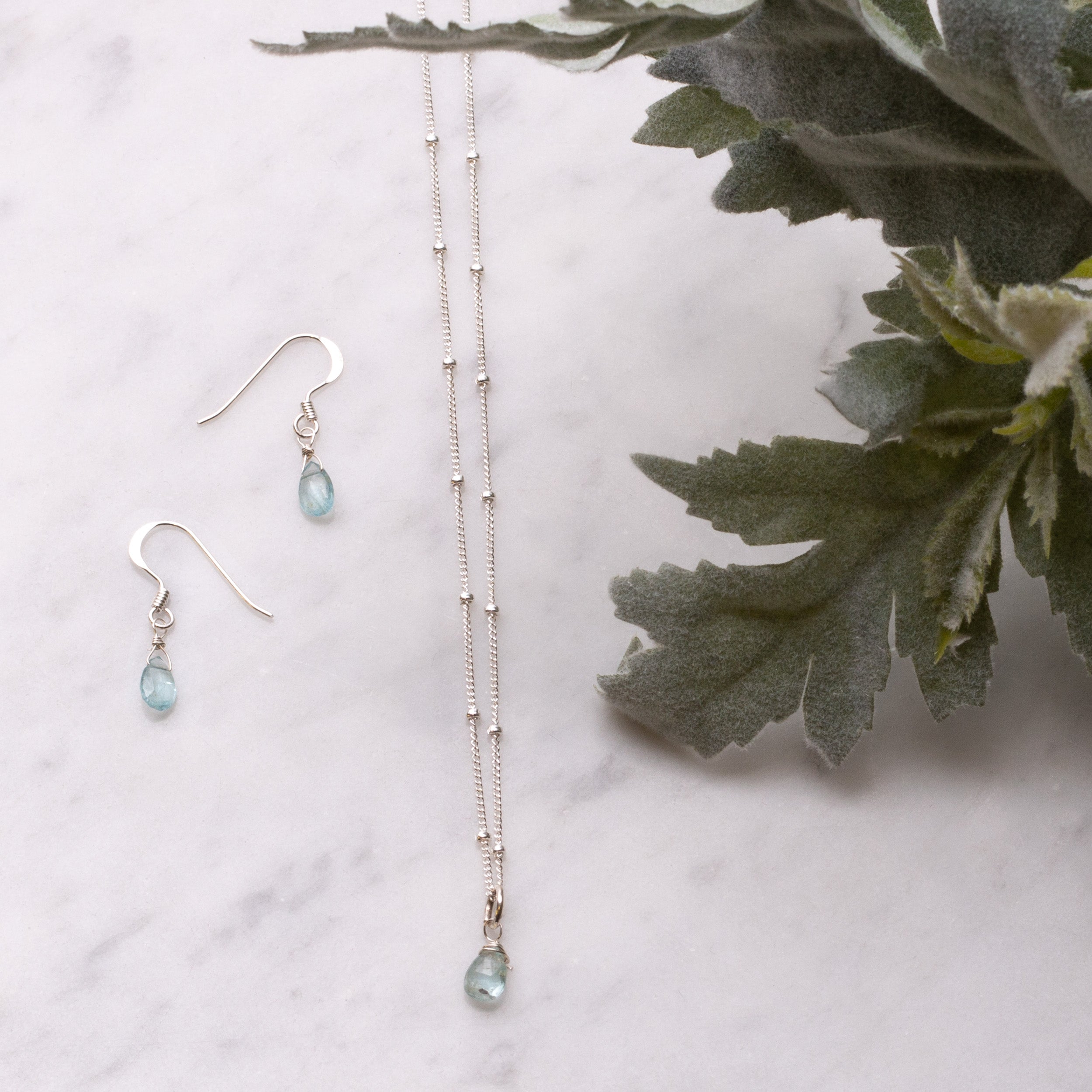 Moss Aquamarine Faceted Teardrop Briolette Beads