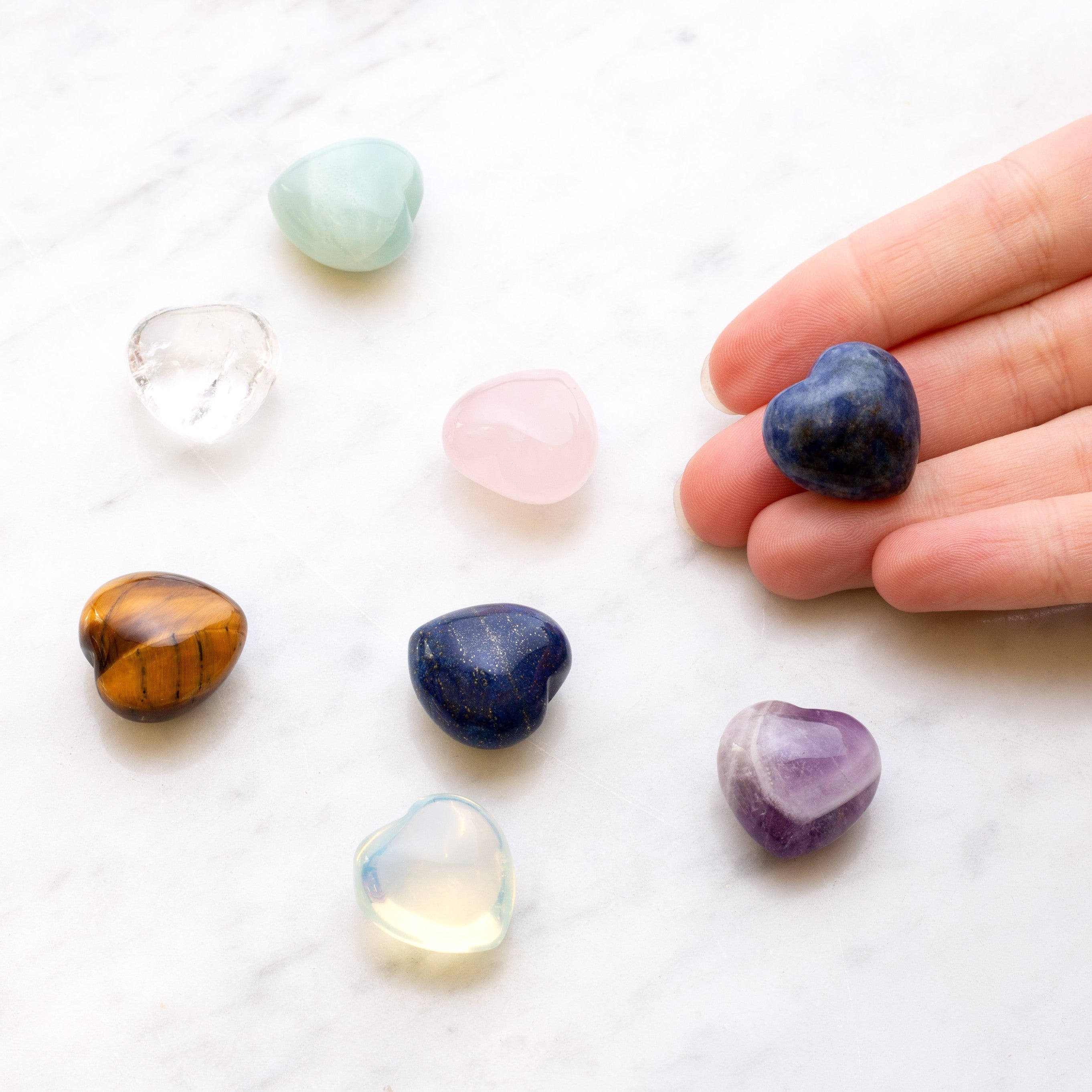 Undrilled Gemstone Heart Palm Stones Approx 20mm