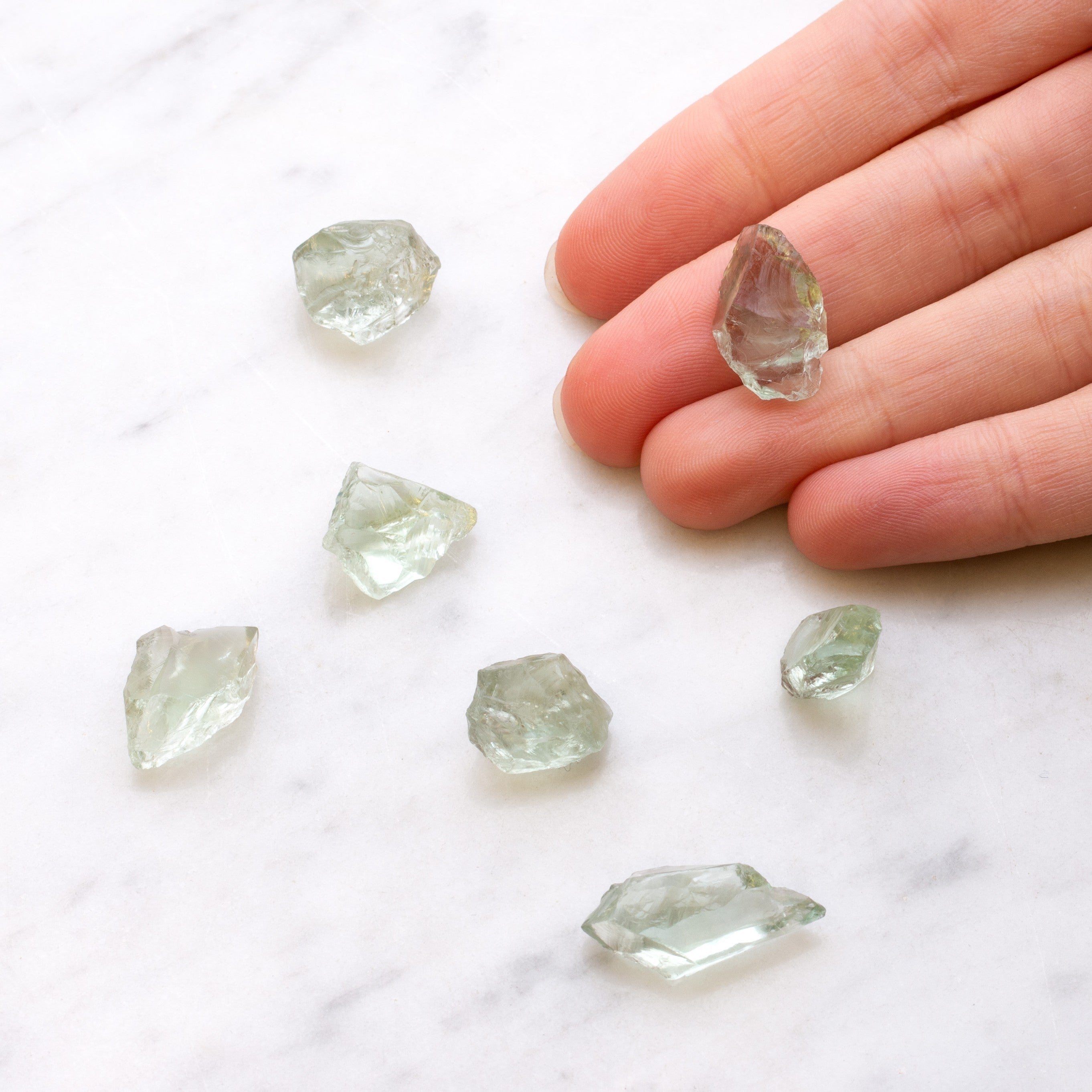 Rough Green Amethyst Natural Crystals Undrilled Approx 9mm
