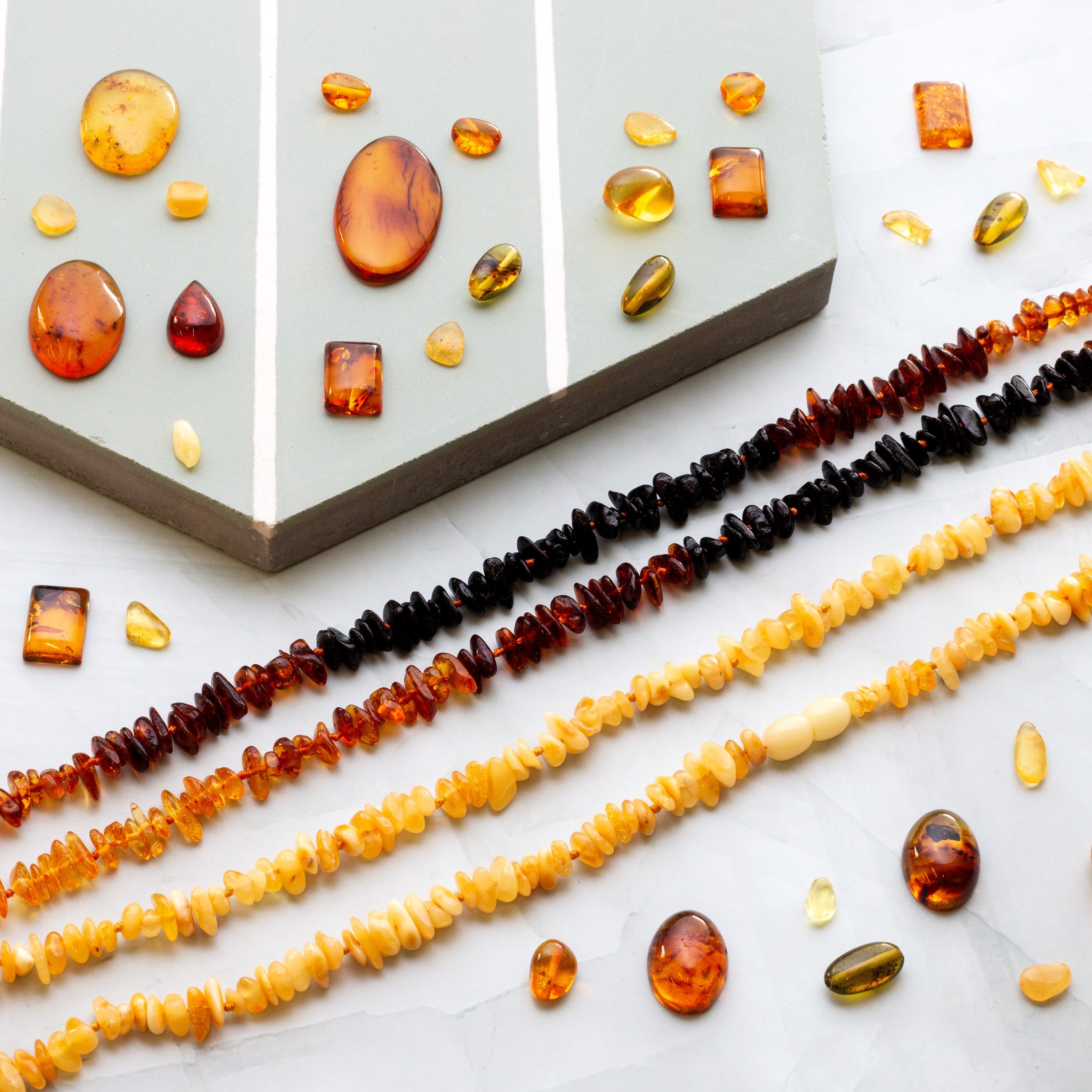 Ready To Wear Natural Baltic Amber Chip Bead Necklaces Ombre