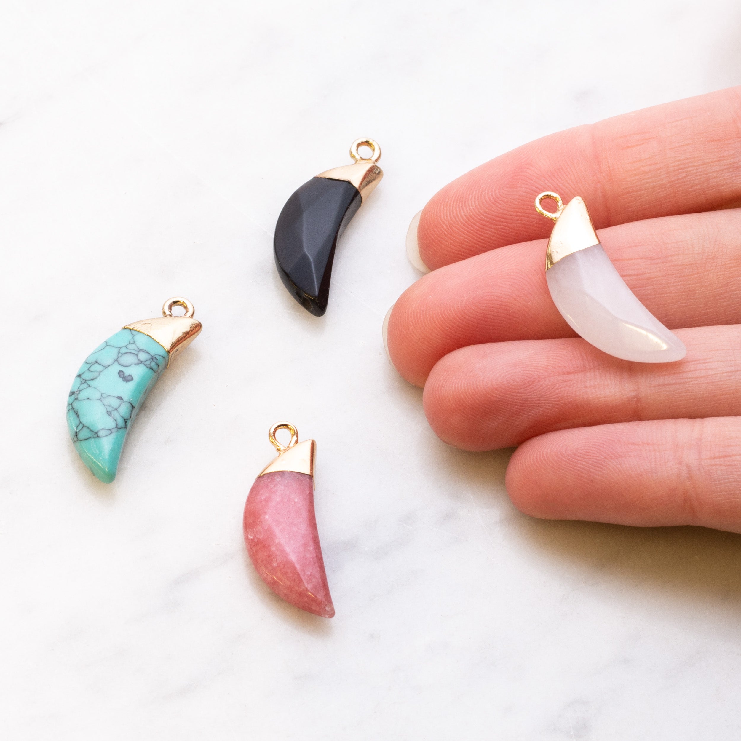 Ready To Wear Faceted Crescent Moon Pendants Approx 23x9mm