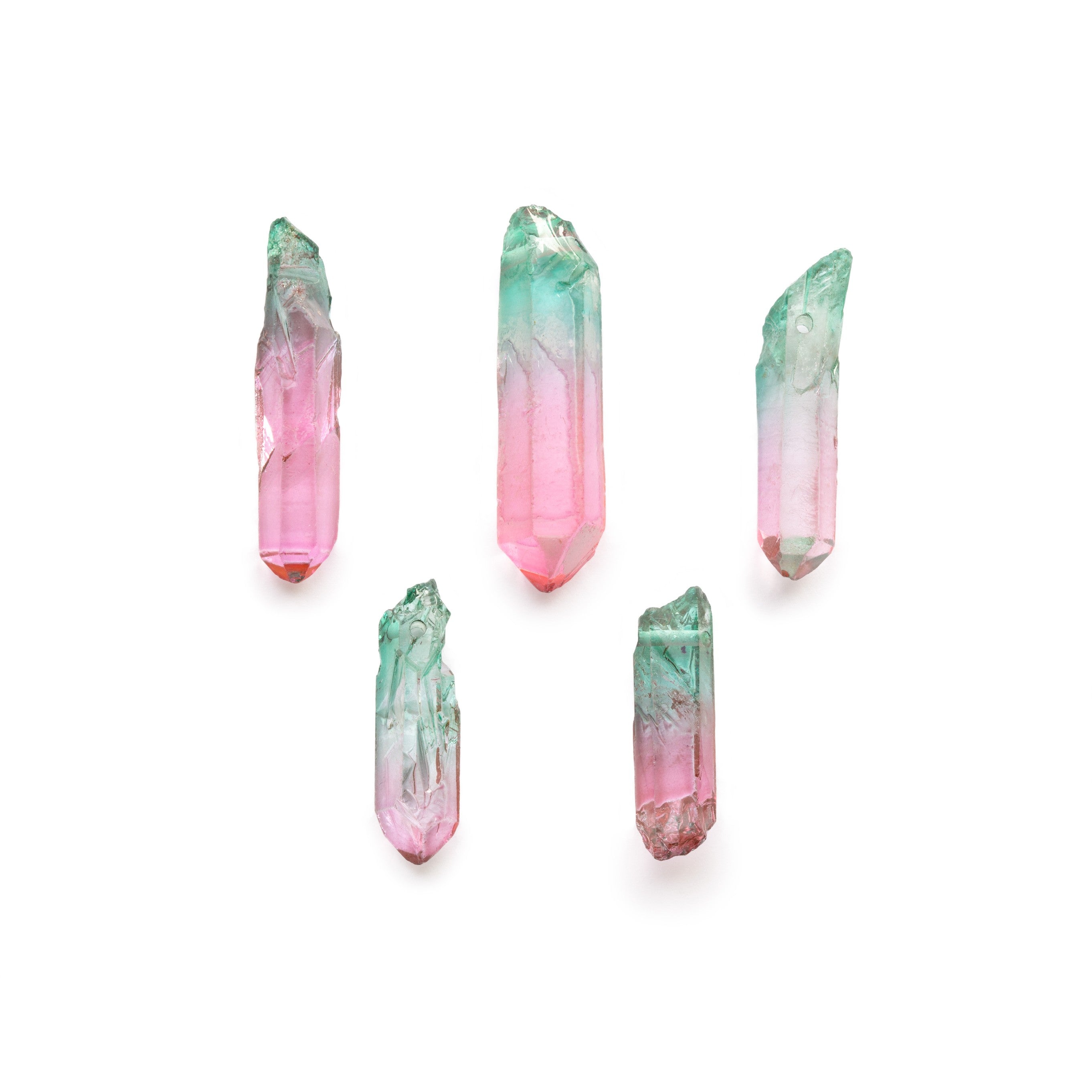 Mystic Watermelon Quartz Crystal Point Beads pk10
