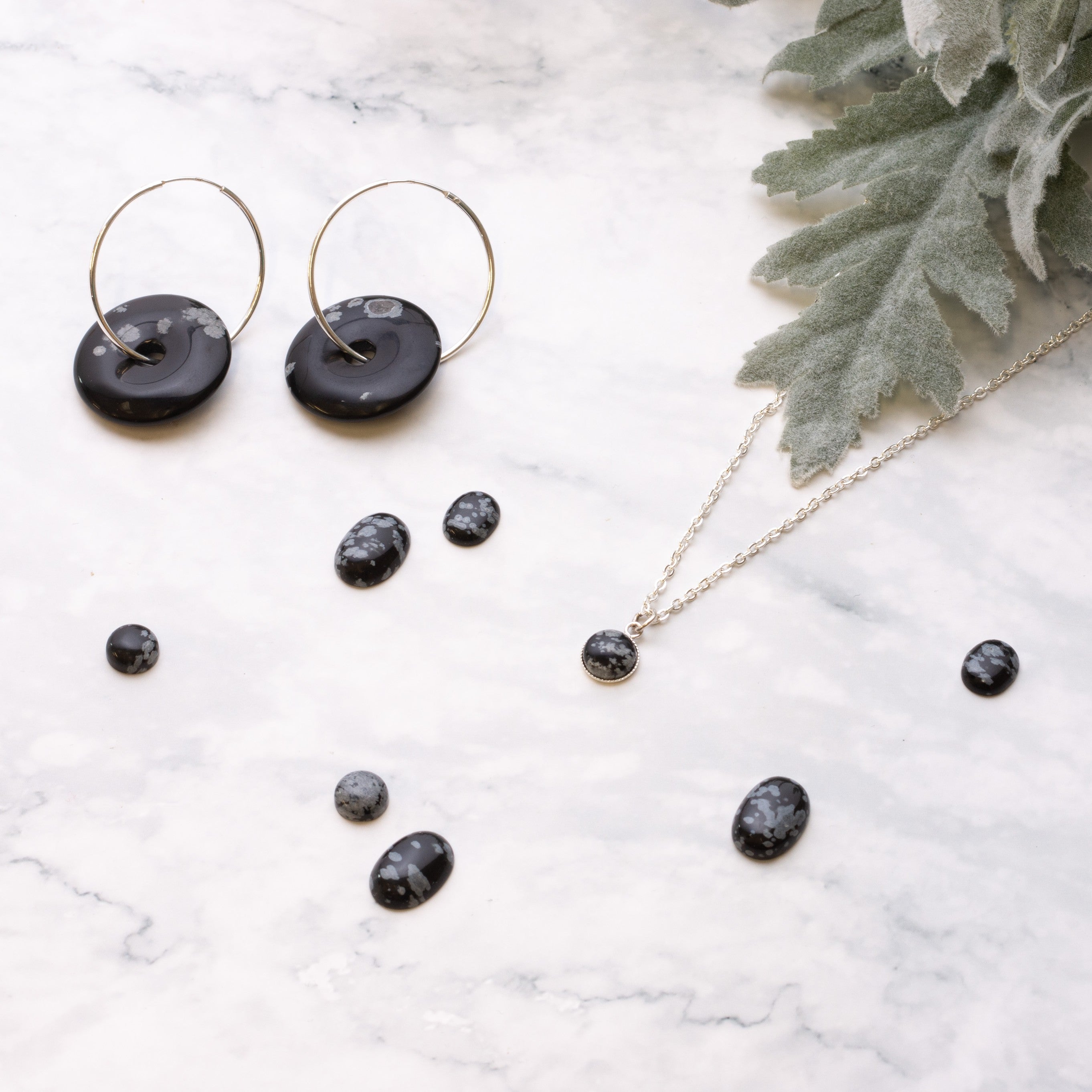 Snowflake Obsidian Gemstone Donut Approx 25mm