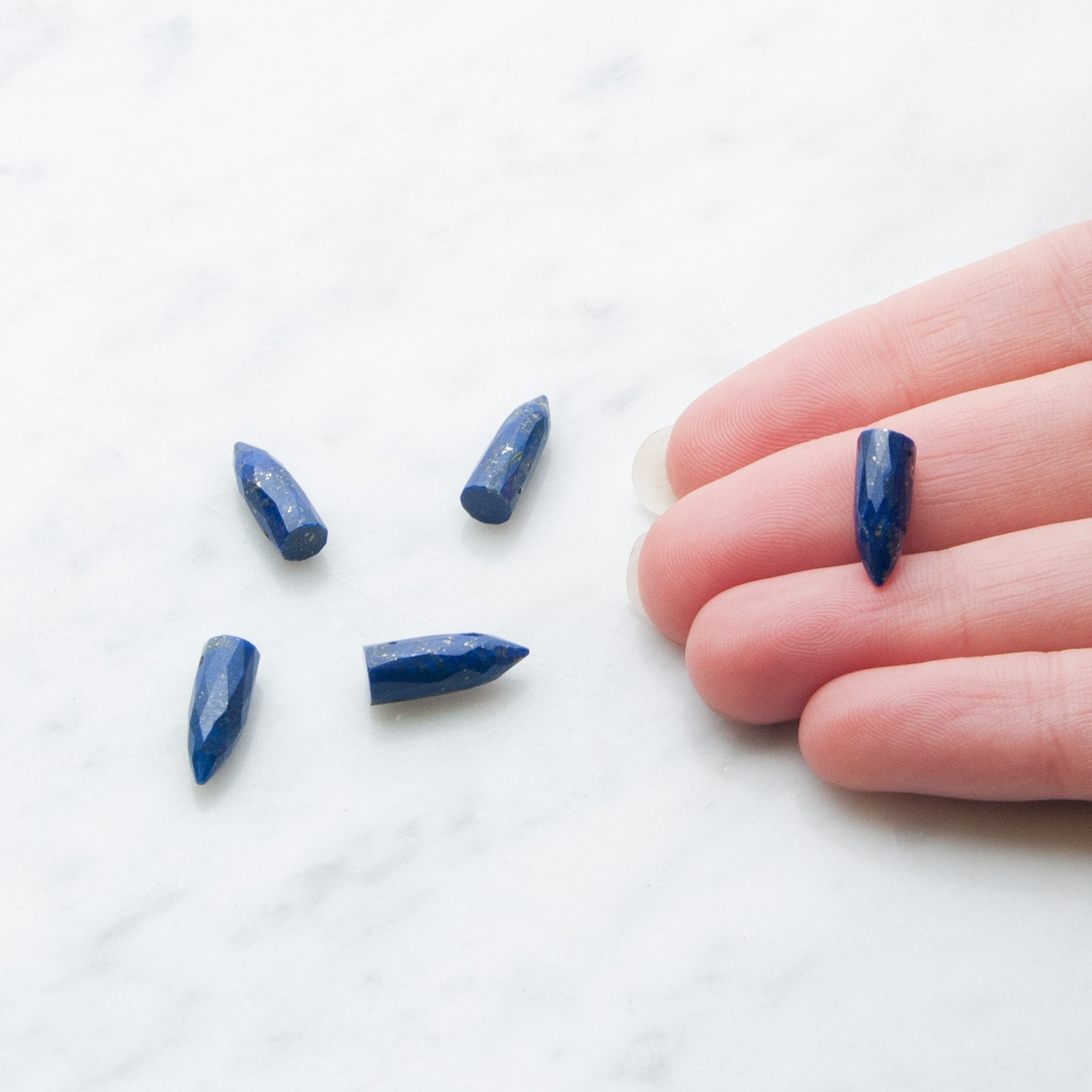 Lapis Lazuli Faceted Bullet Shaped Beads Approx 15x5mm