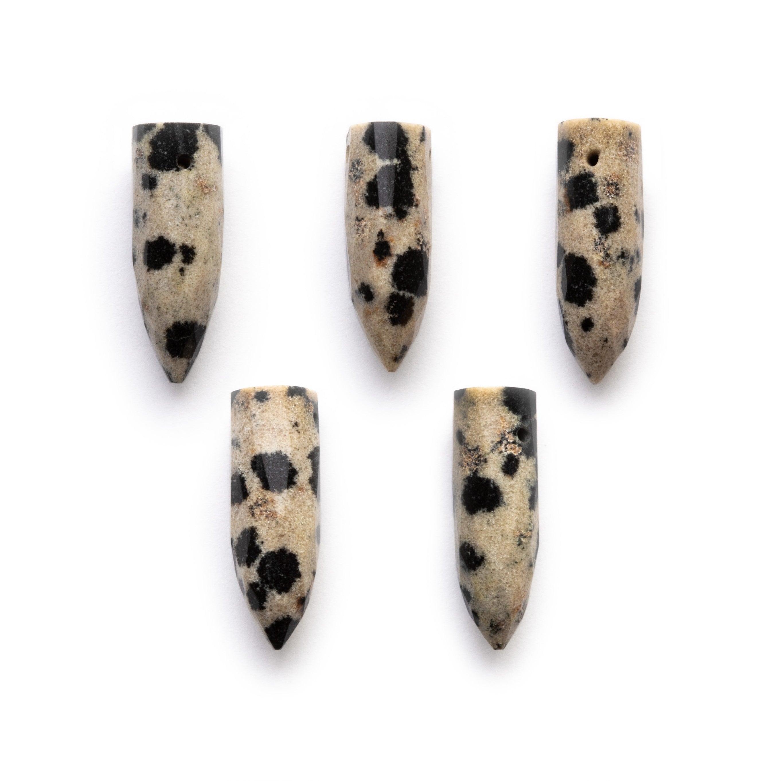 Dalmatian Jasper Faceted Bullet Shaped Beads Approx 15x4.5mm