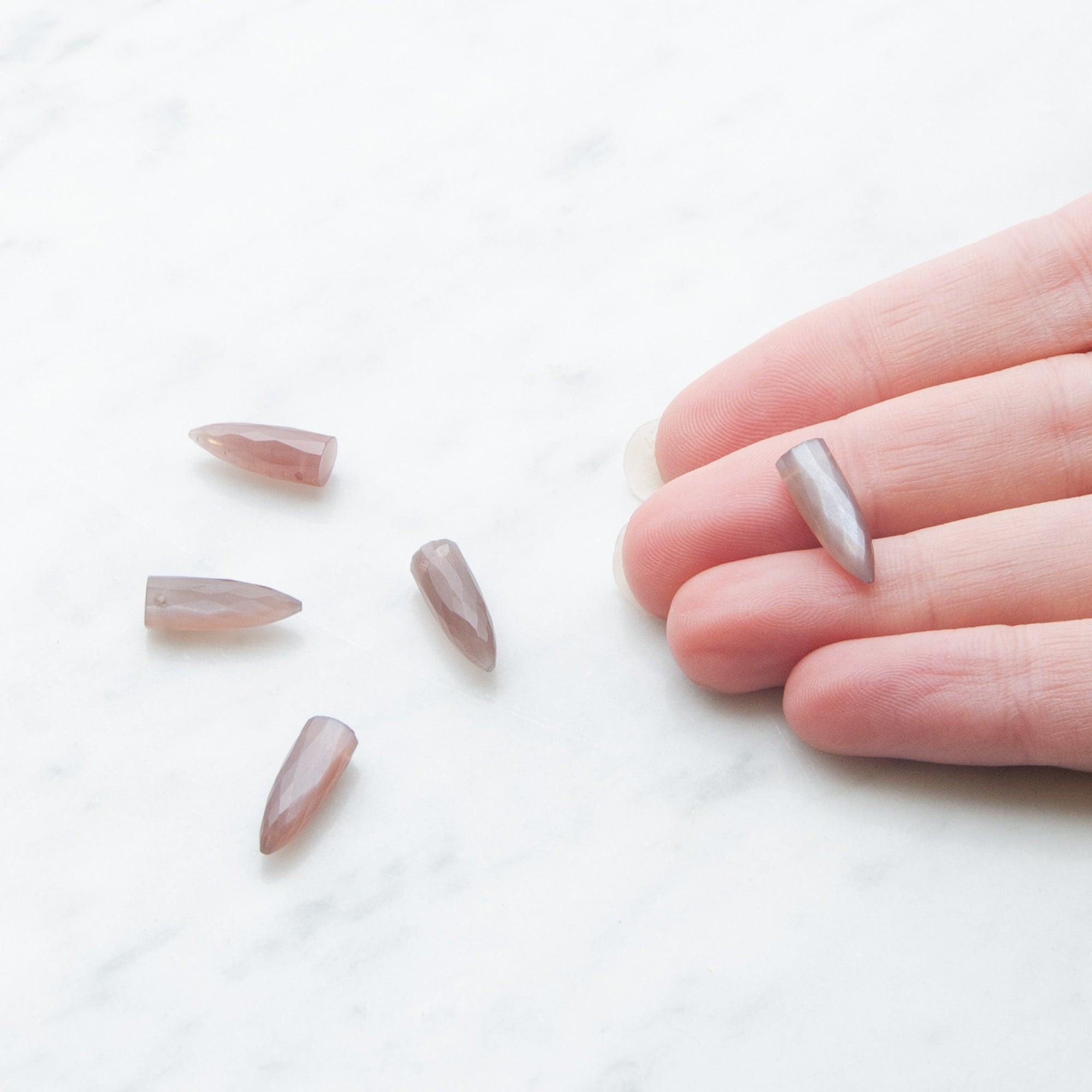 Chocolate Moonstone Faceted Bullet Shaped Beads Approx 15x5mm