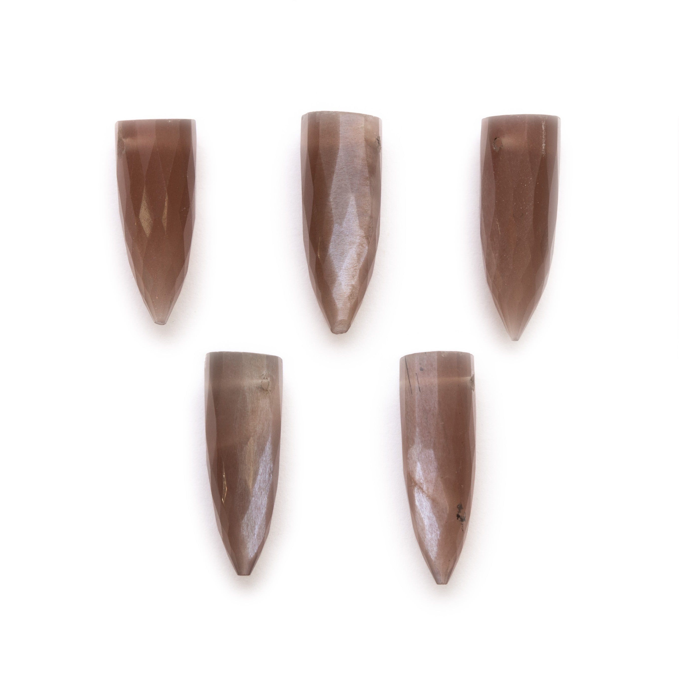 Chocolate Moonstone Faceted Bullet Shaped Beads Approx 15x5mm