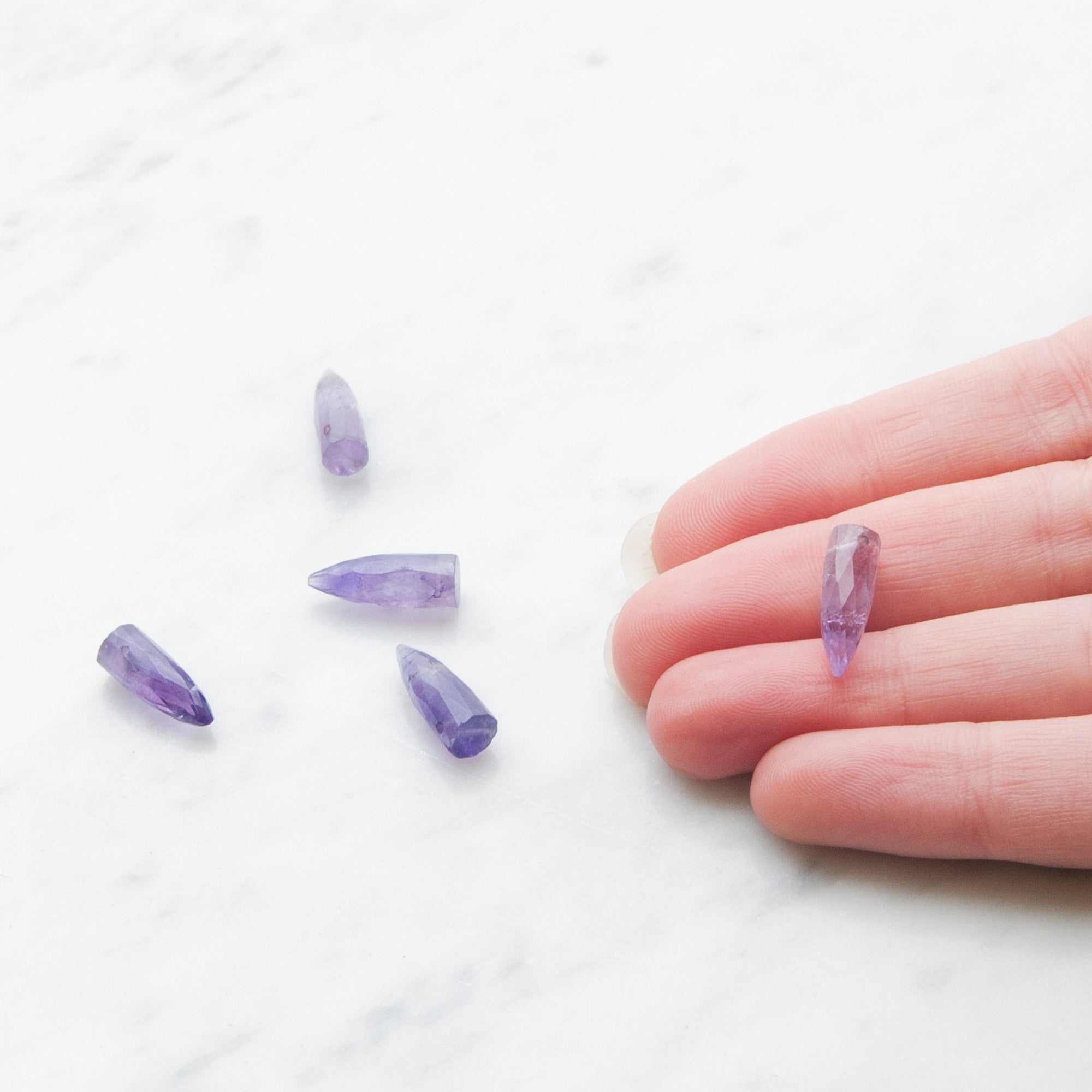 Amethyst Faceted Bullet Shaped Beads Approx 14-15x5mm