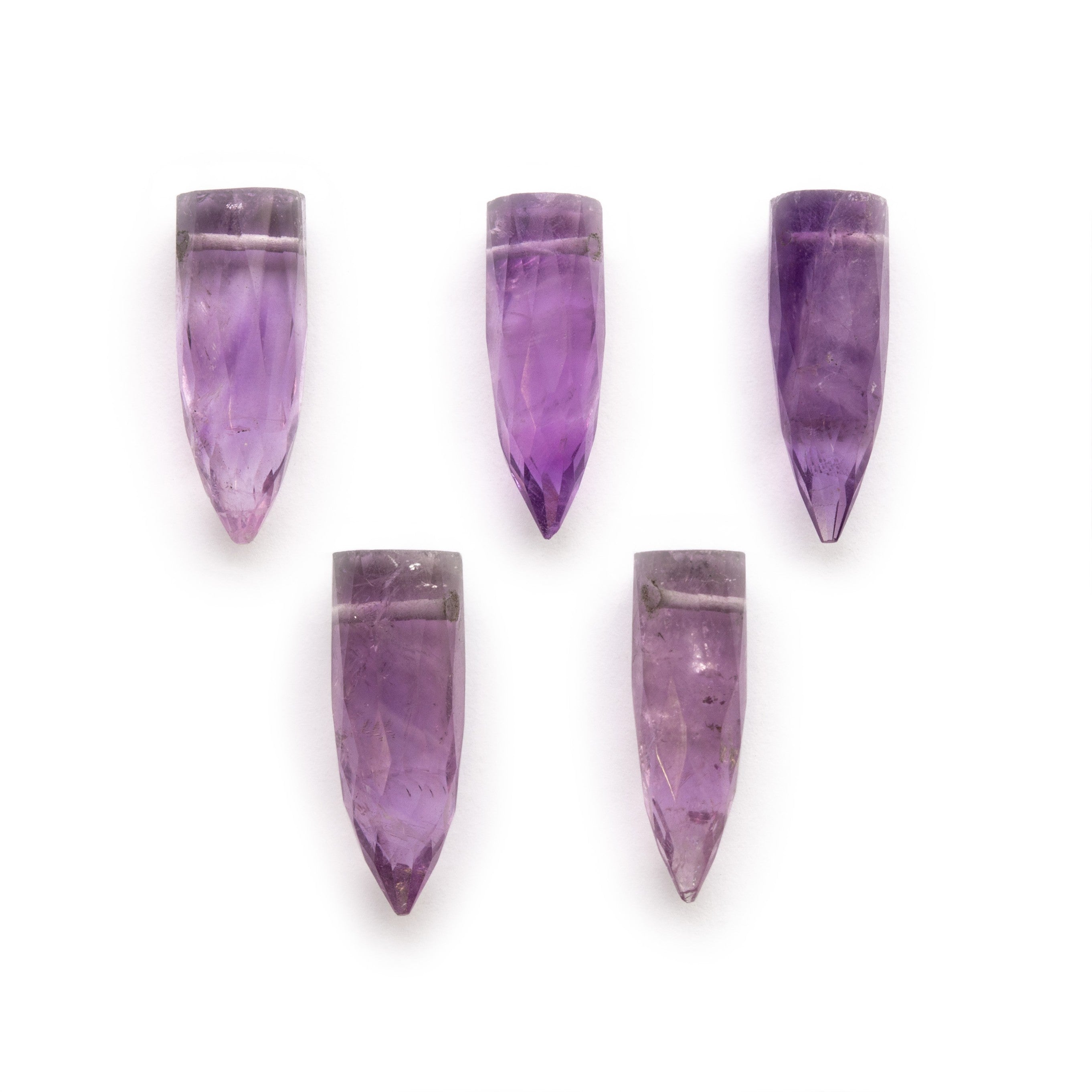 Amethyst Faceted Bullet Shaped Beads Approx 14-15x5mm