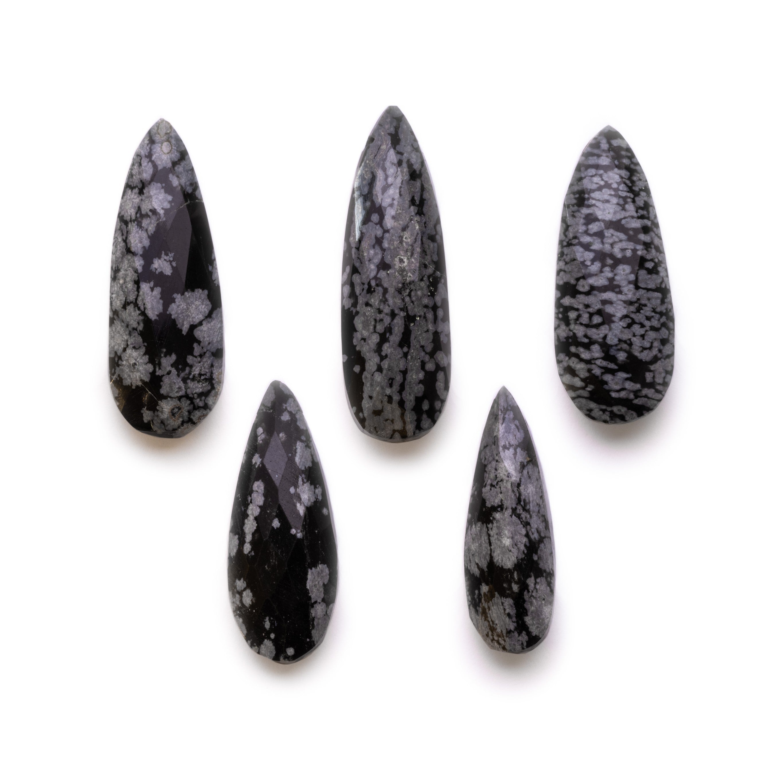 Snowflake Obsidian Faceted Teardrop Focal Beads From Approx 22x10mm