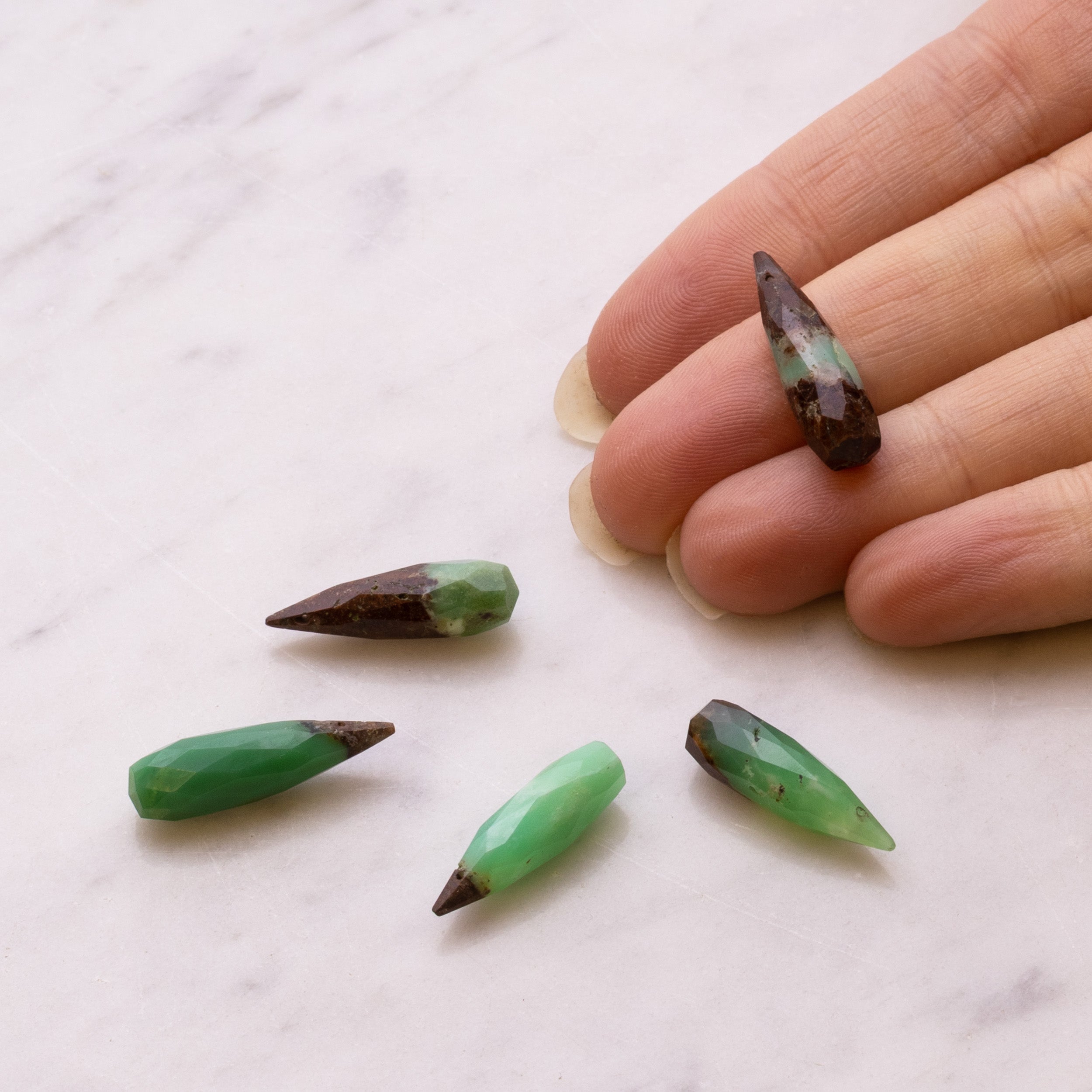 Chrysoprase Faceted Teardrop Focal Beads Approx 22x6.5mm