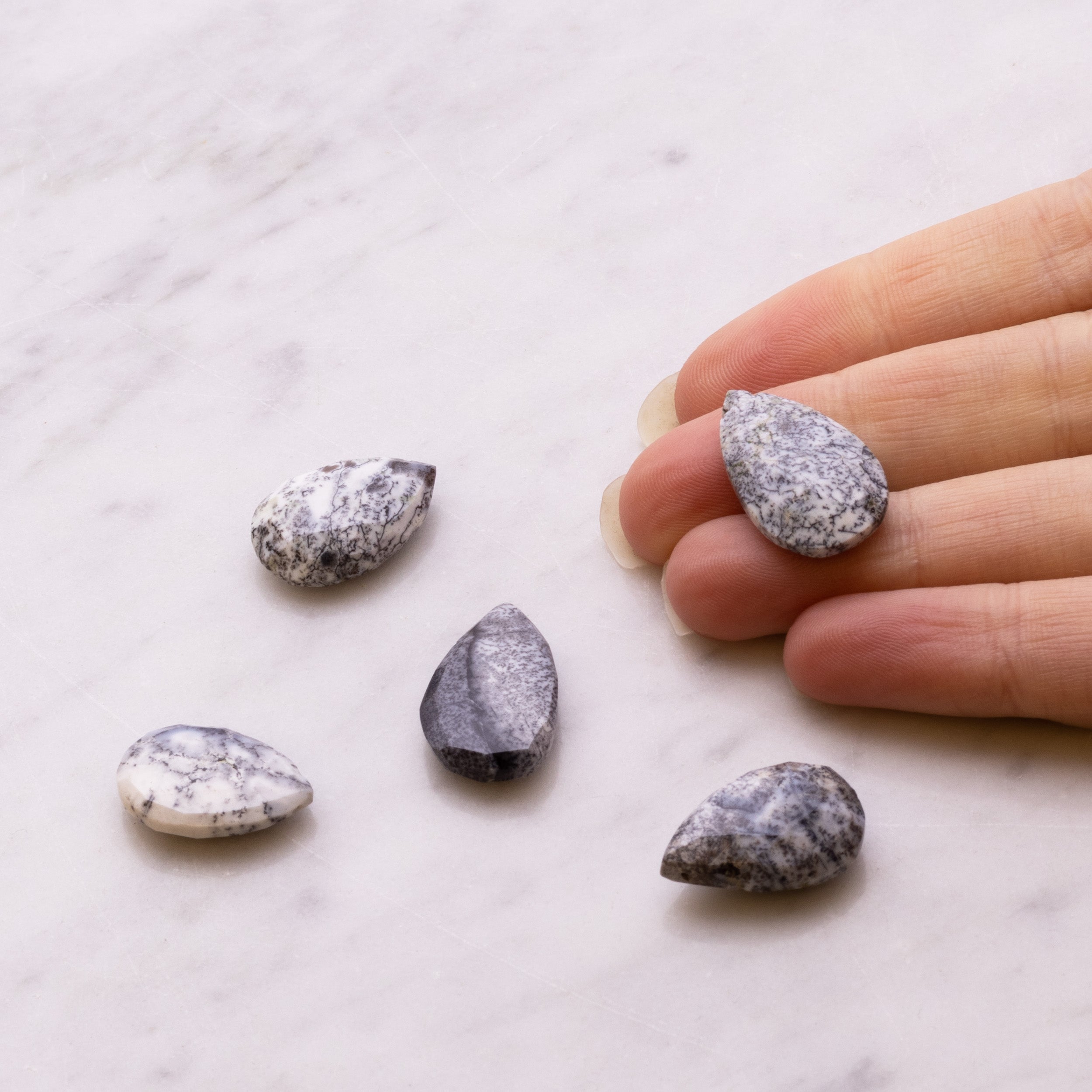Dendrite Opal Faceted Teardrop Focal Beads From Approx 19x13mm