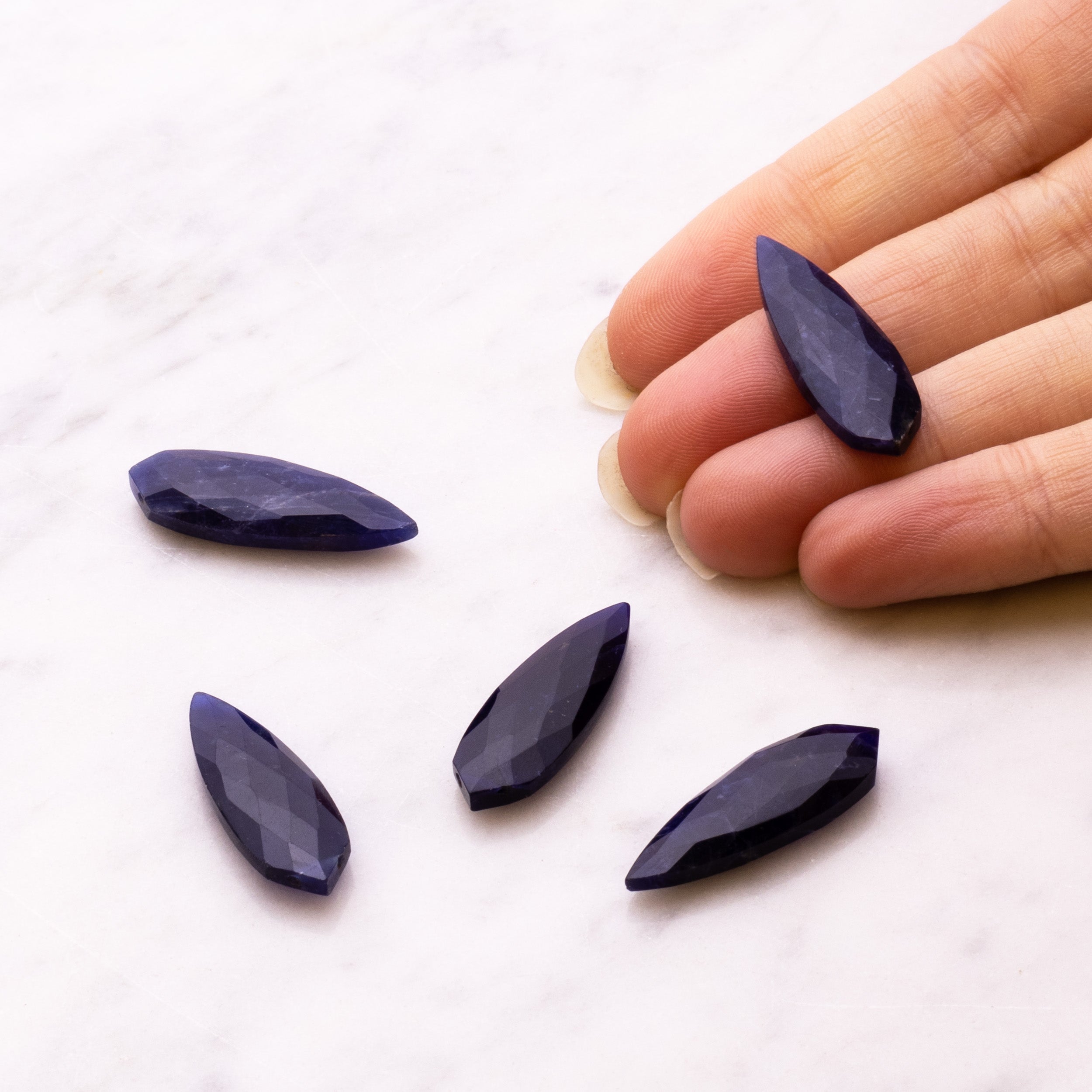 Sodalite Faceted Shield Shaped Focal Beads From Approx 27x10mm