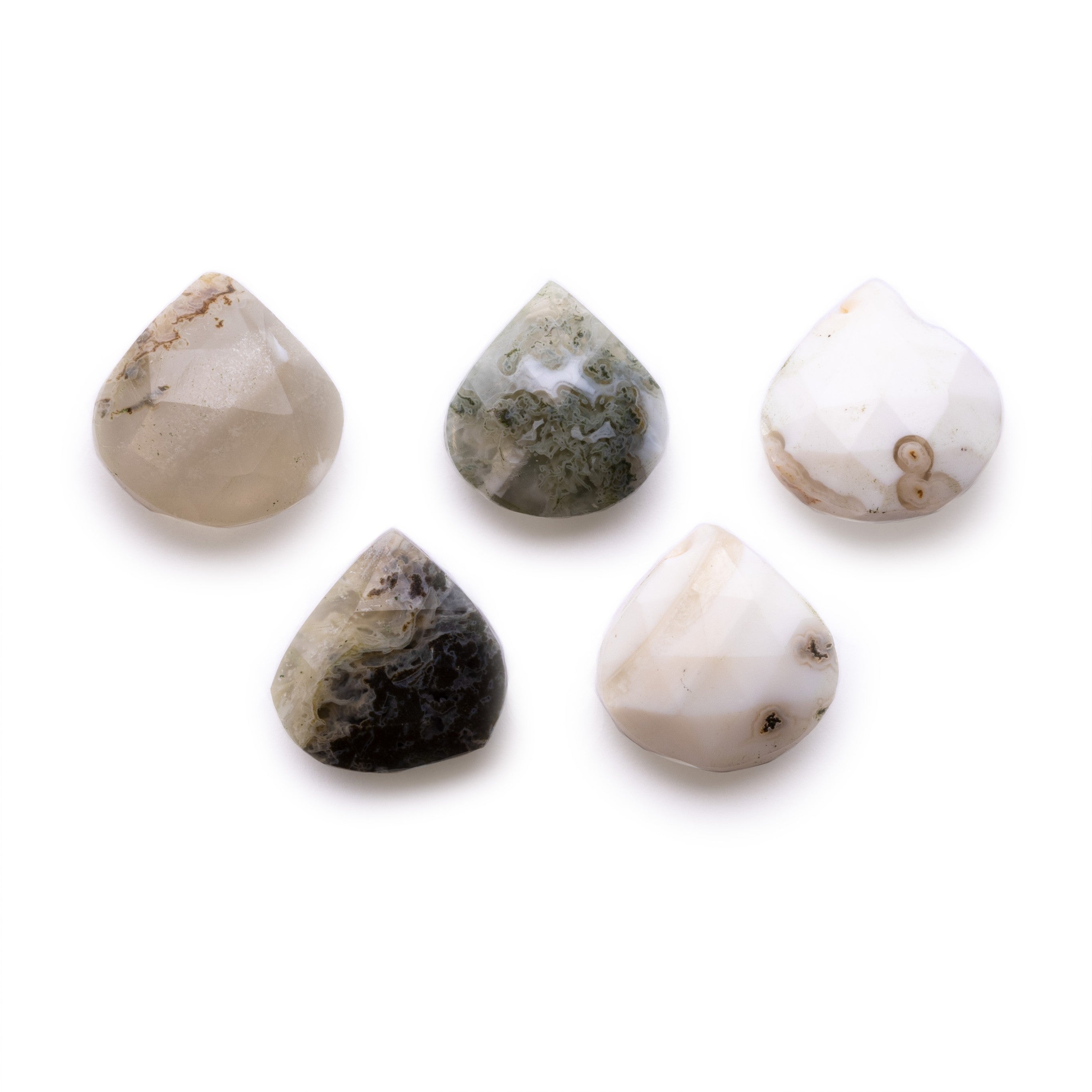 Tree Agate Faceted Heart Briolette Beads From Approx 12mm