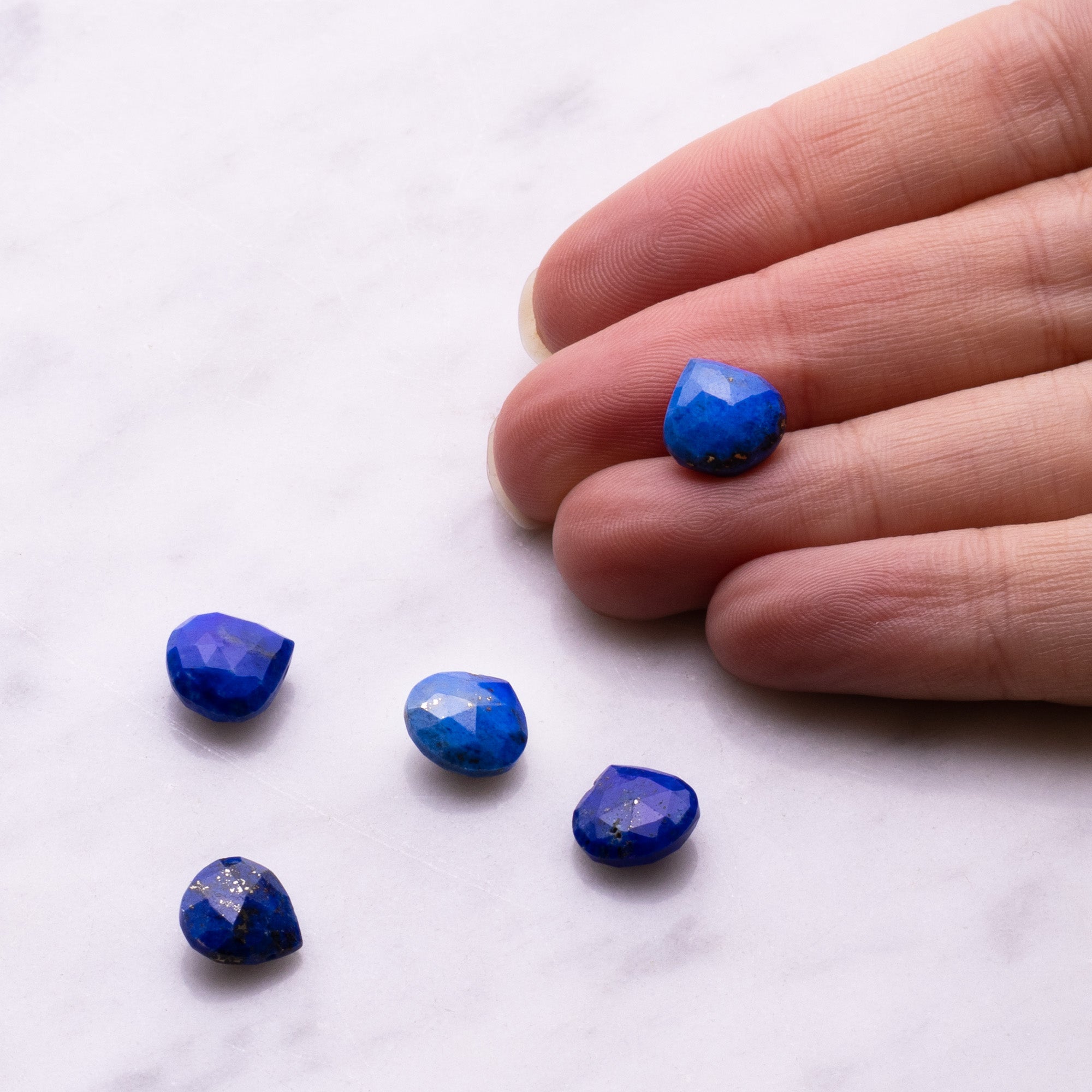 Lapis Lazuli Faceted Heart Briolette Beads Approx 8mm