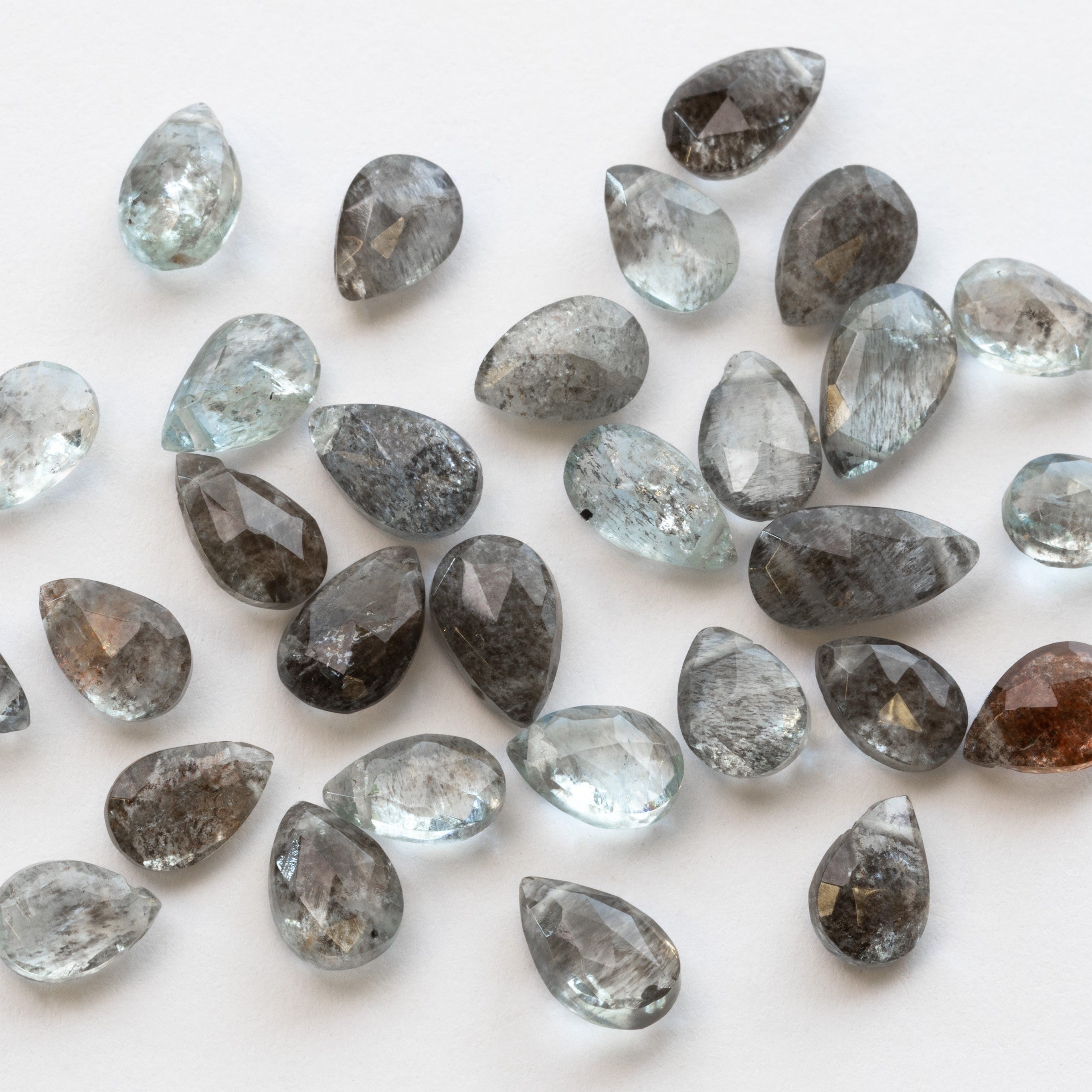 Moss Aquamarine Faceted Teardrop Briolette Beads