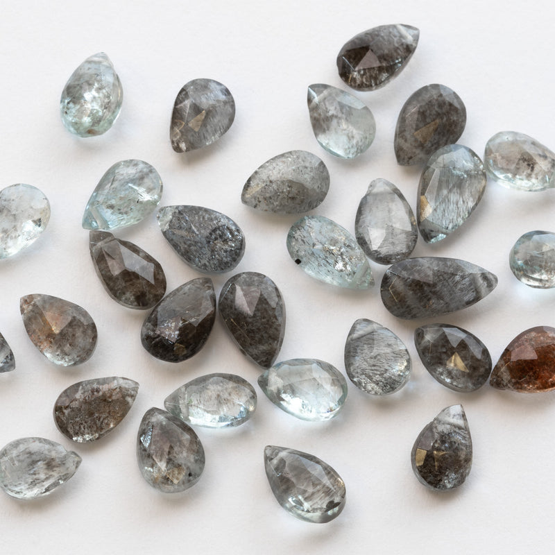 Moss Aquamarine Faceted Teardrop Briolette Beads