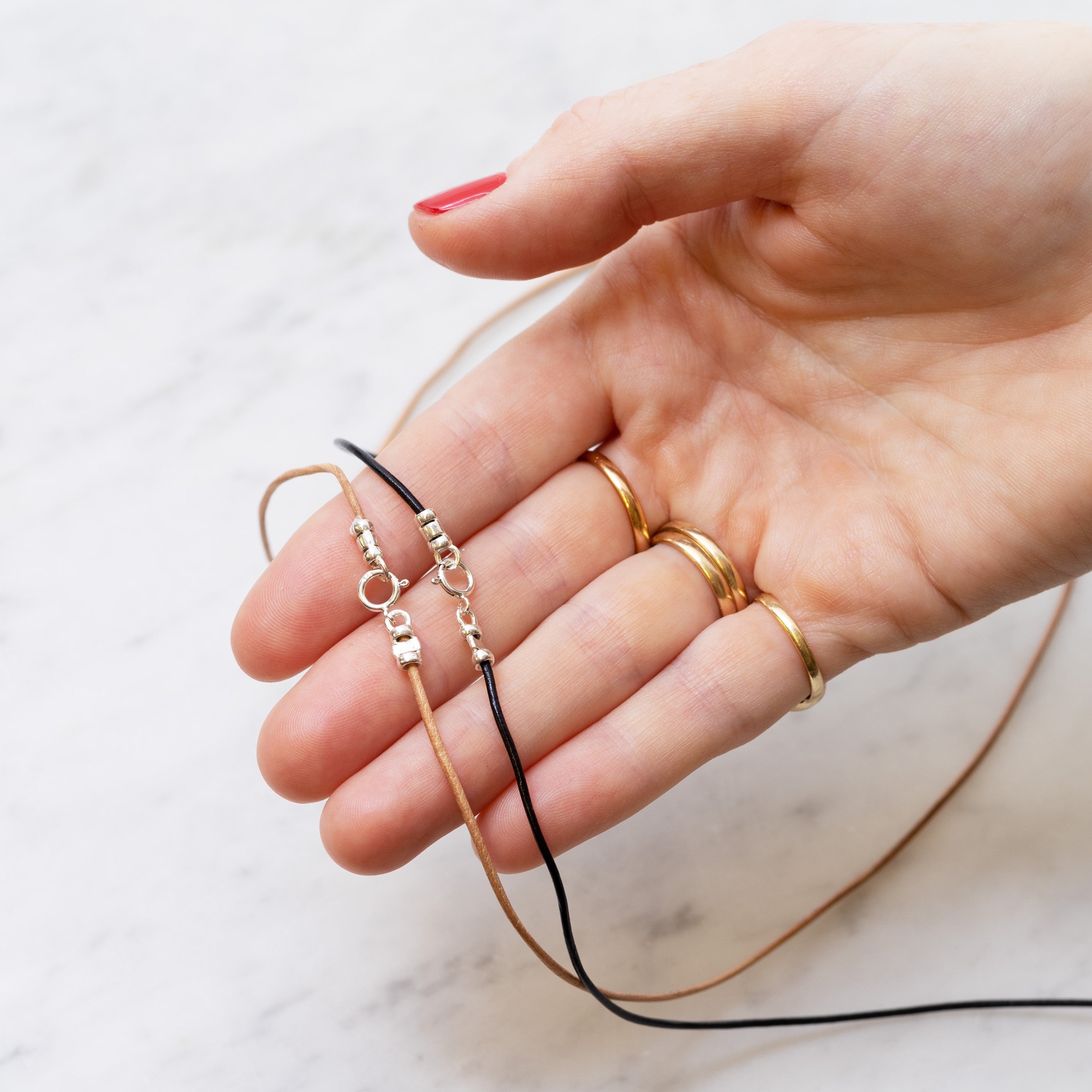Leather Cord Necklet For Beading With Sterling Silver Findings