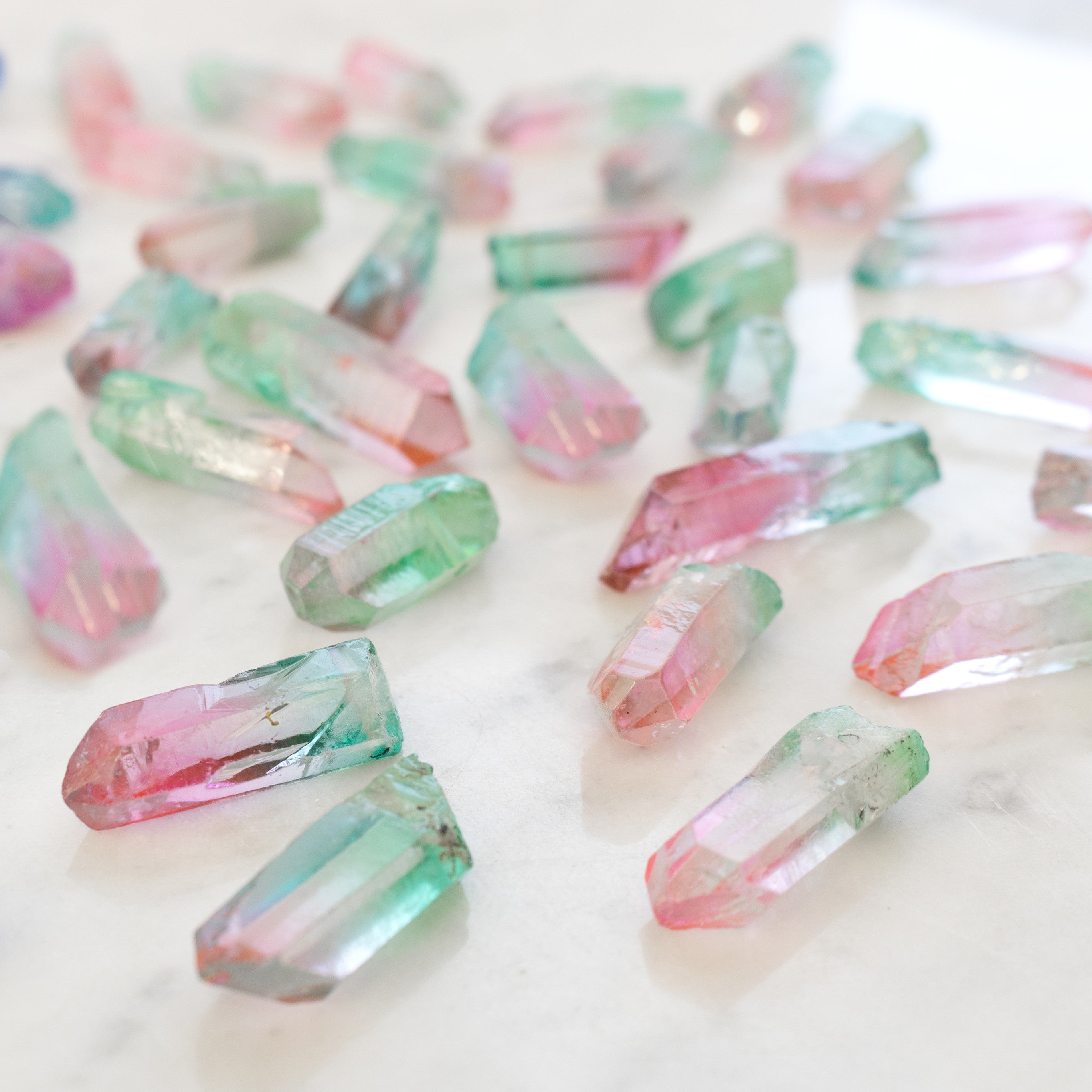 Mystic Watermelon Quartz Crystal Point Beads pk10