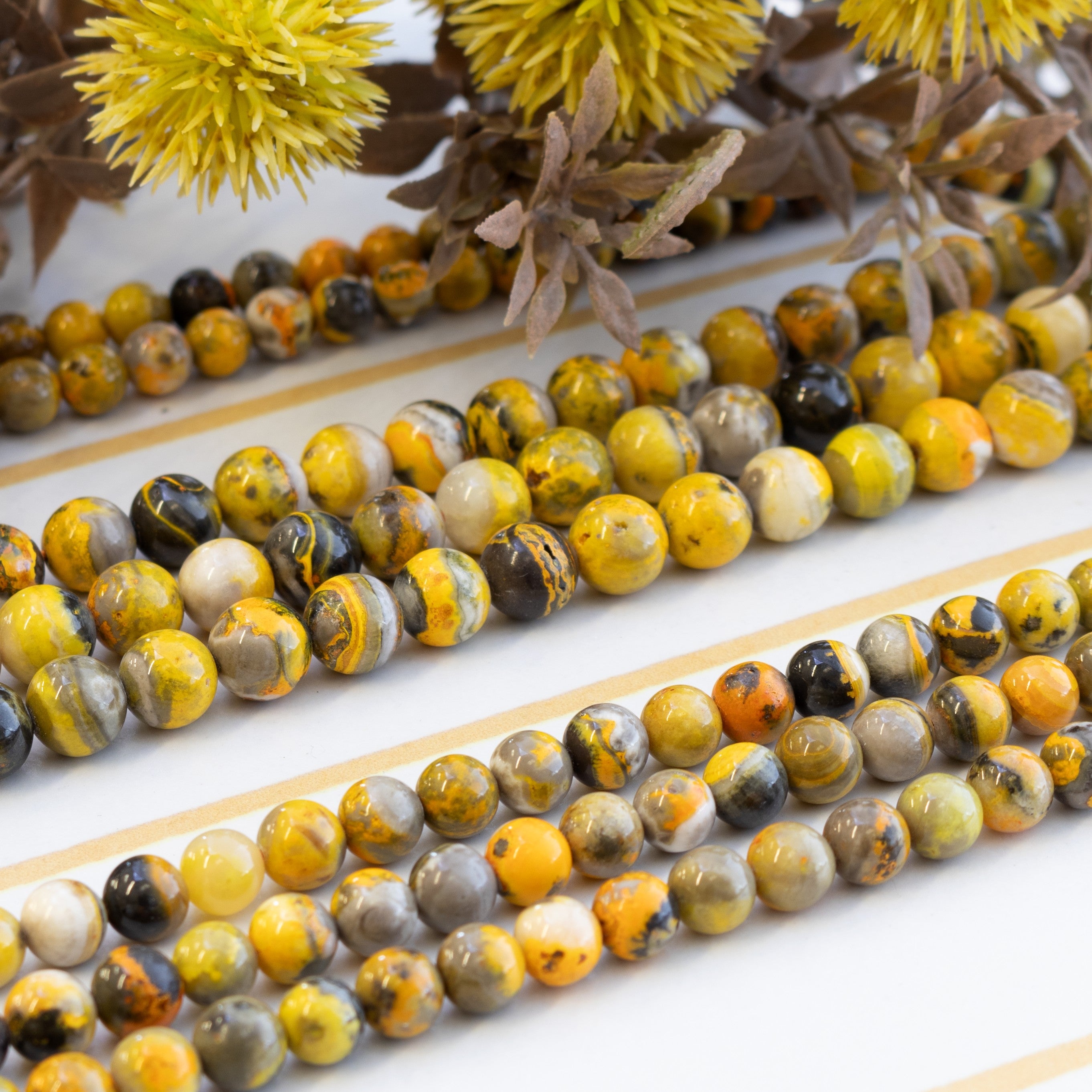 Bumblebee Jasper Round Beads
